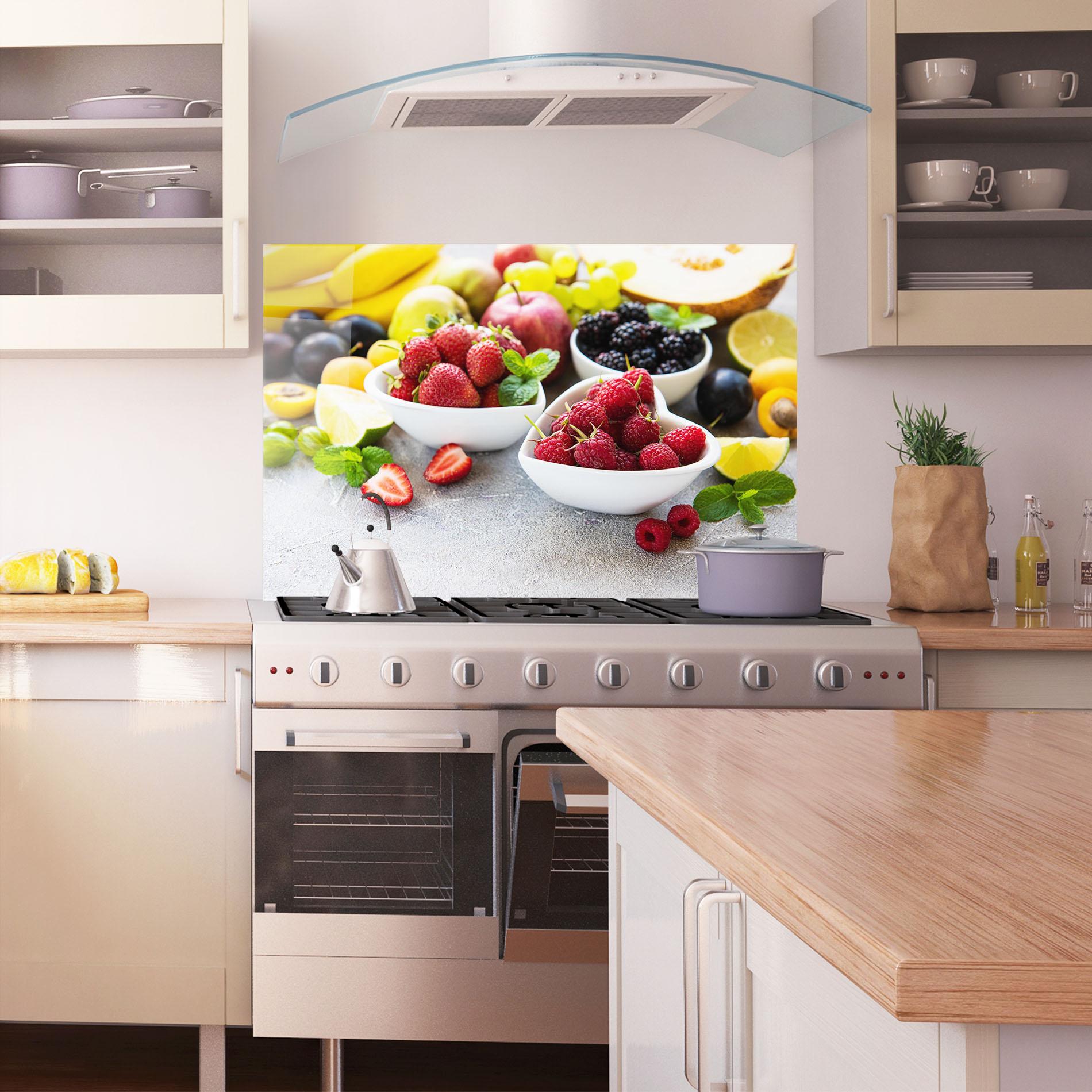 Panou Sticla Bucatarie Heart Fresh Fruits mockup 1