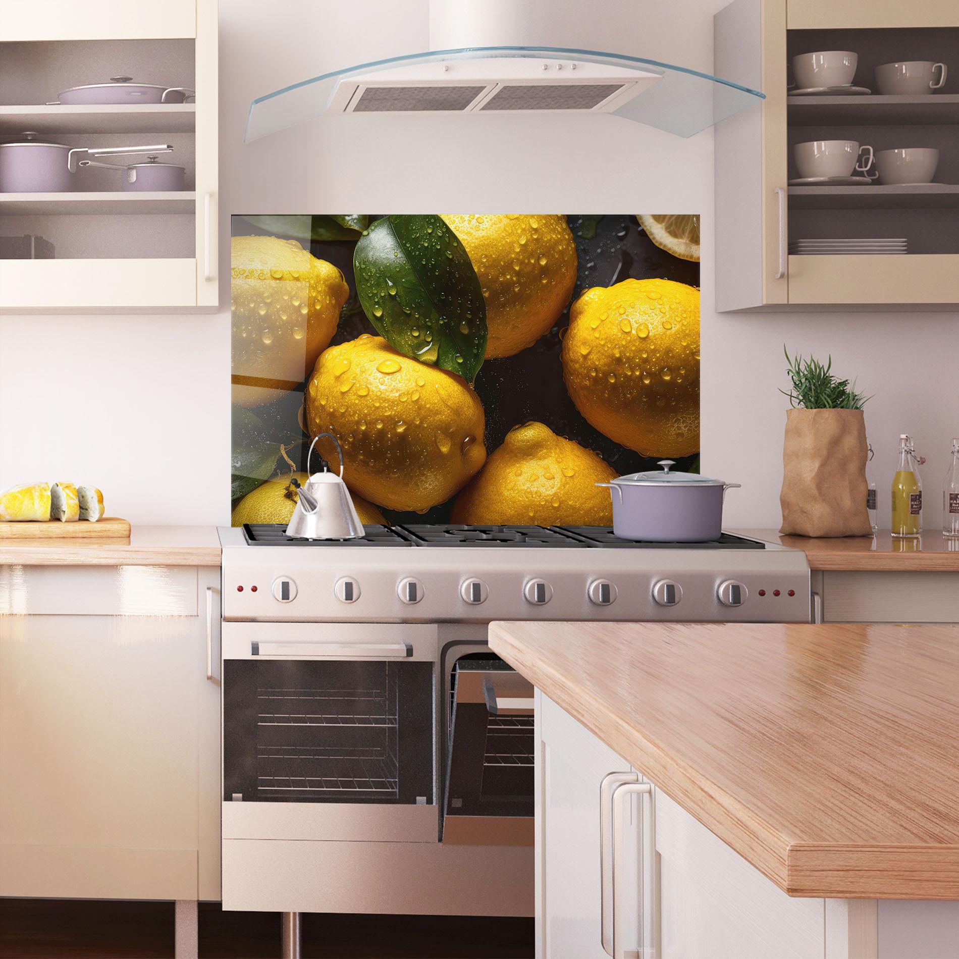 Panou Sticla Bucatarie Lemon After Rain mockup 1