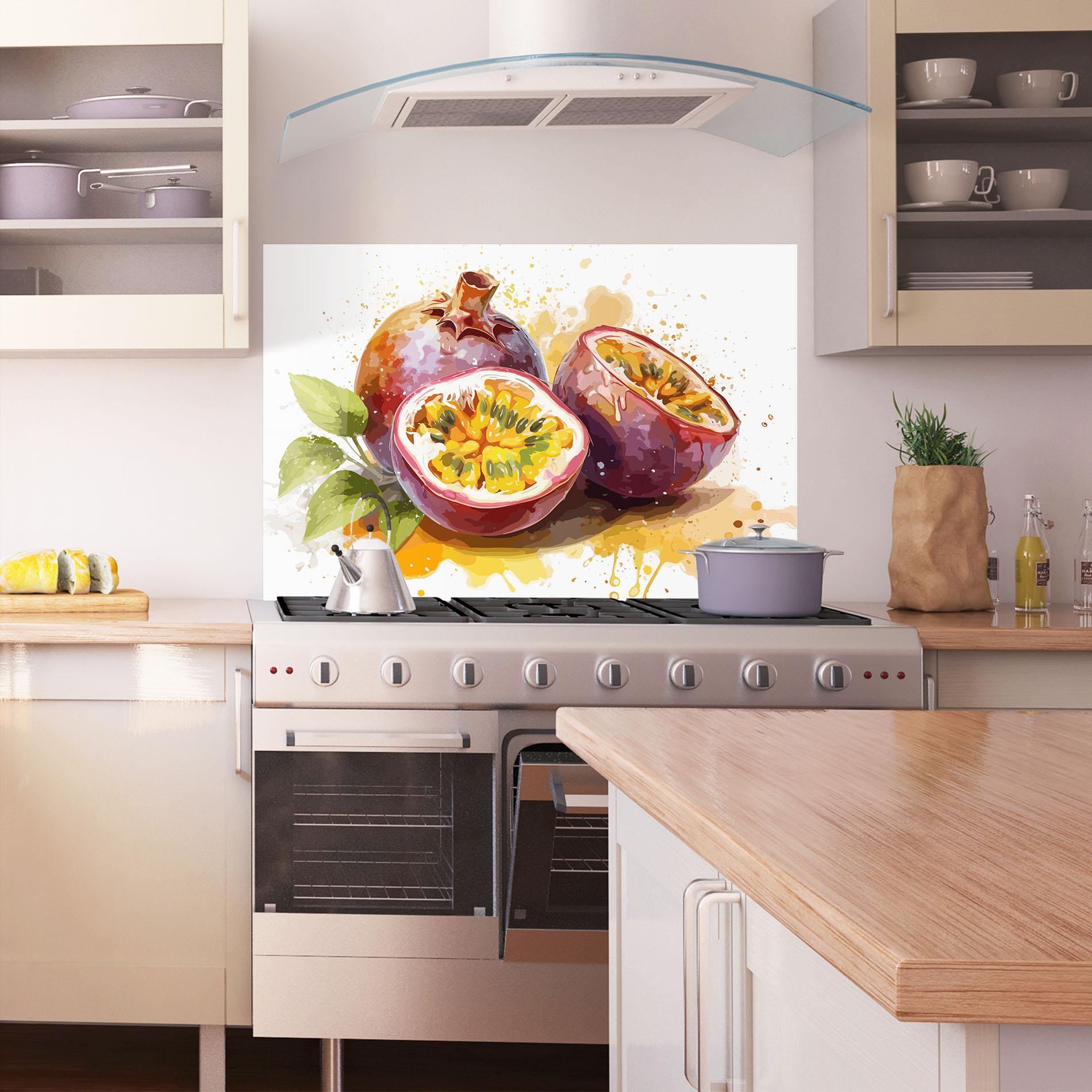 Panou Sticla Bucatarie Passion Fruit Art mockup 1