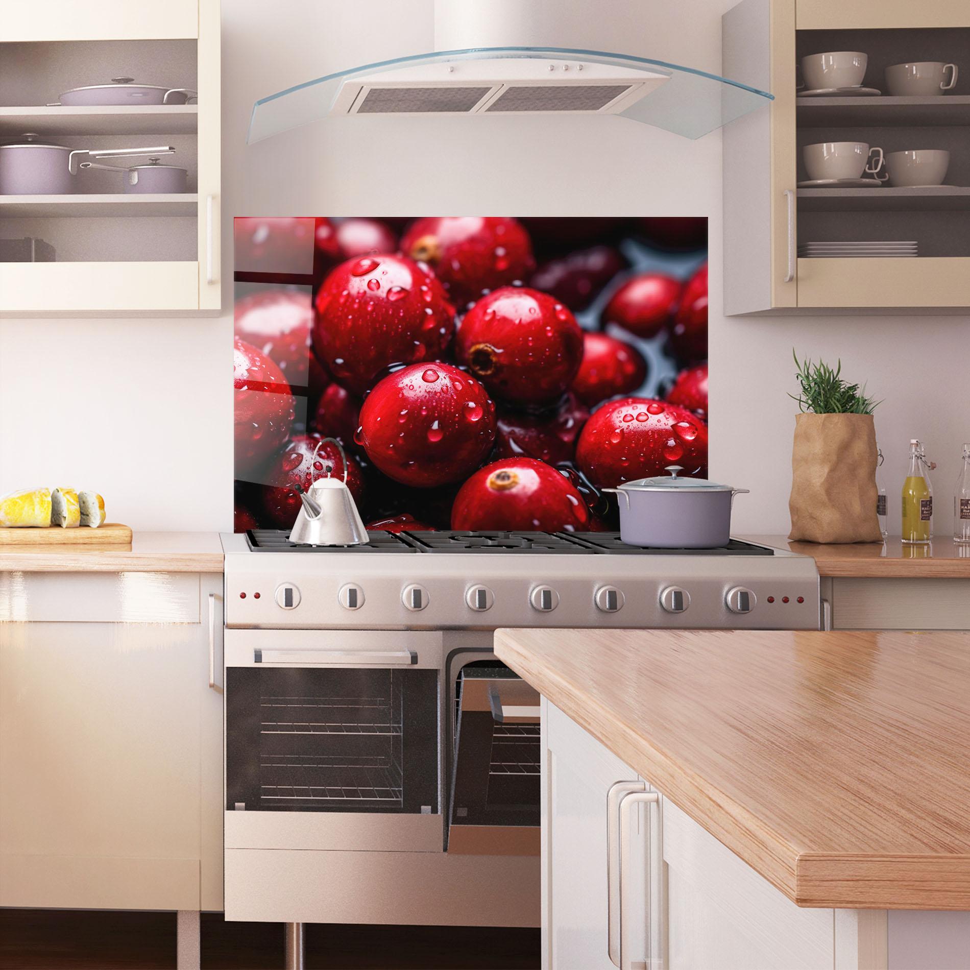 Panou Sticla Bucatarie Wet Cranberries mockup 1