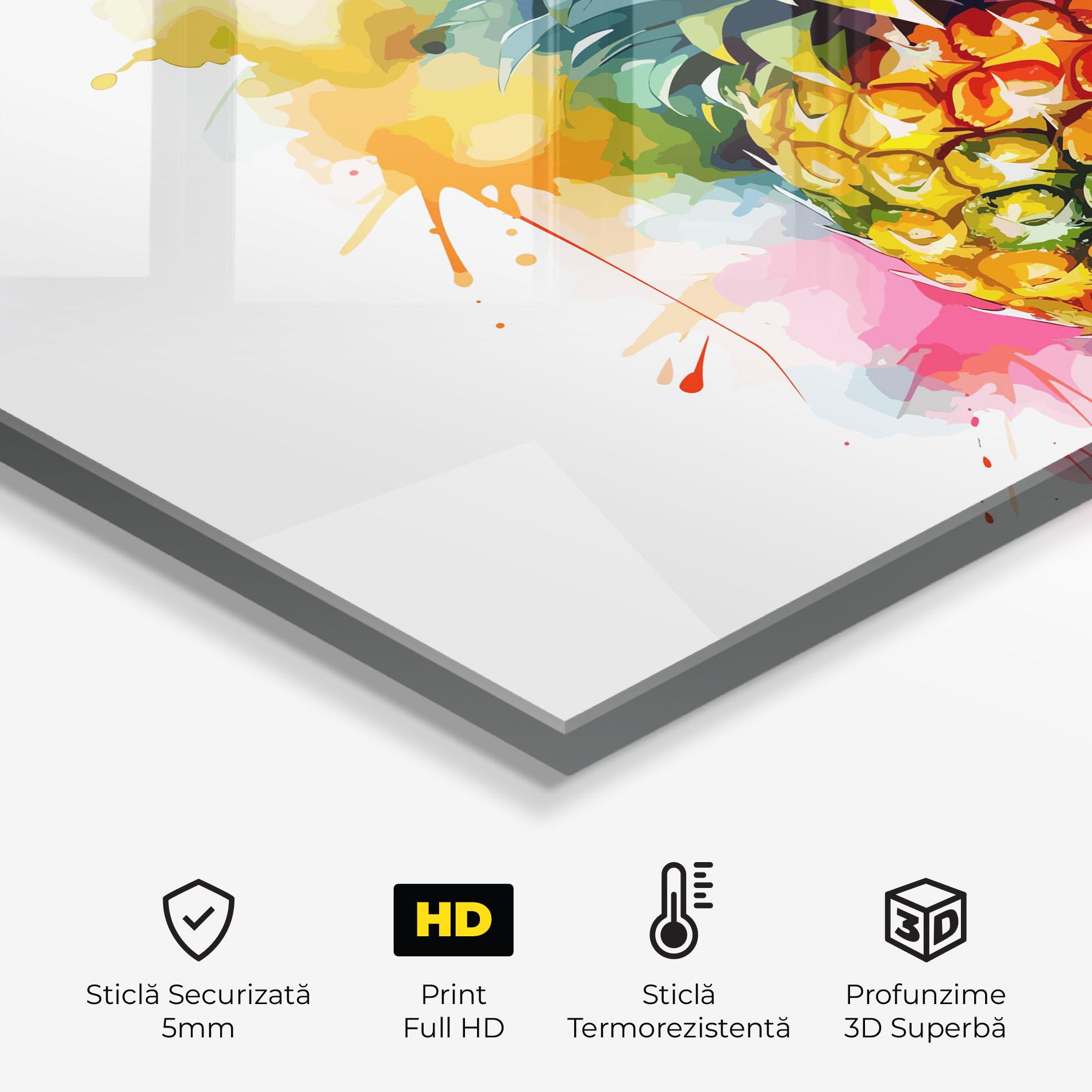 Panou Sticla Bucatarie Color Mix Pineapple mockup 2