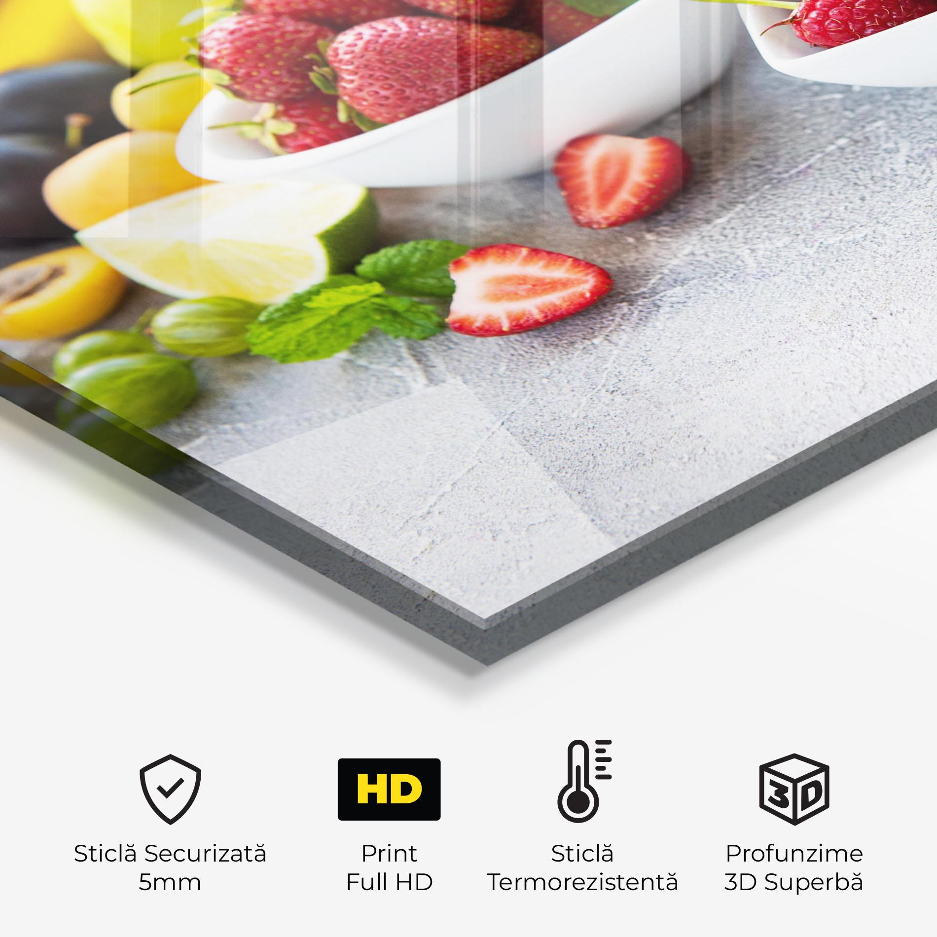 Panou Sticla Bucatarie Heart Fresh Fruits mockup 2