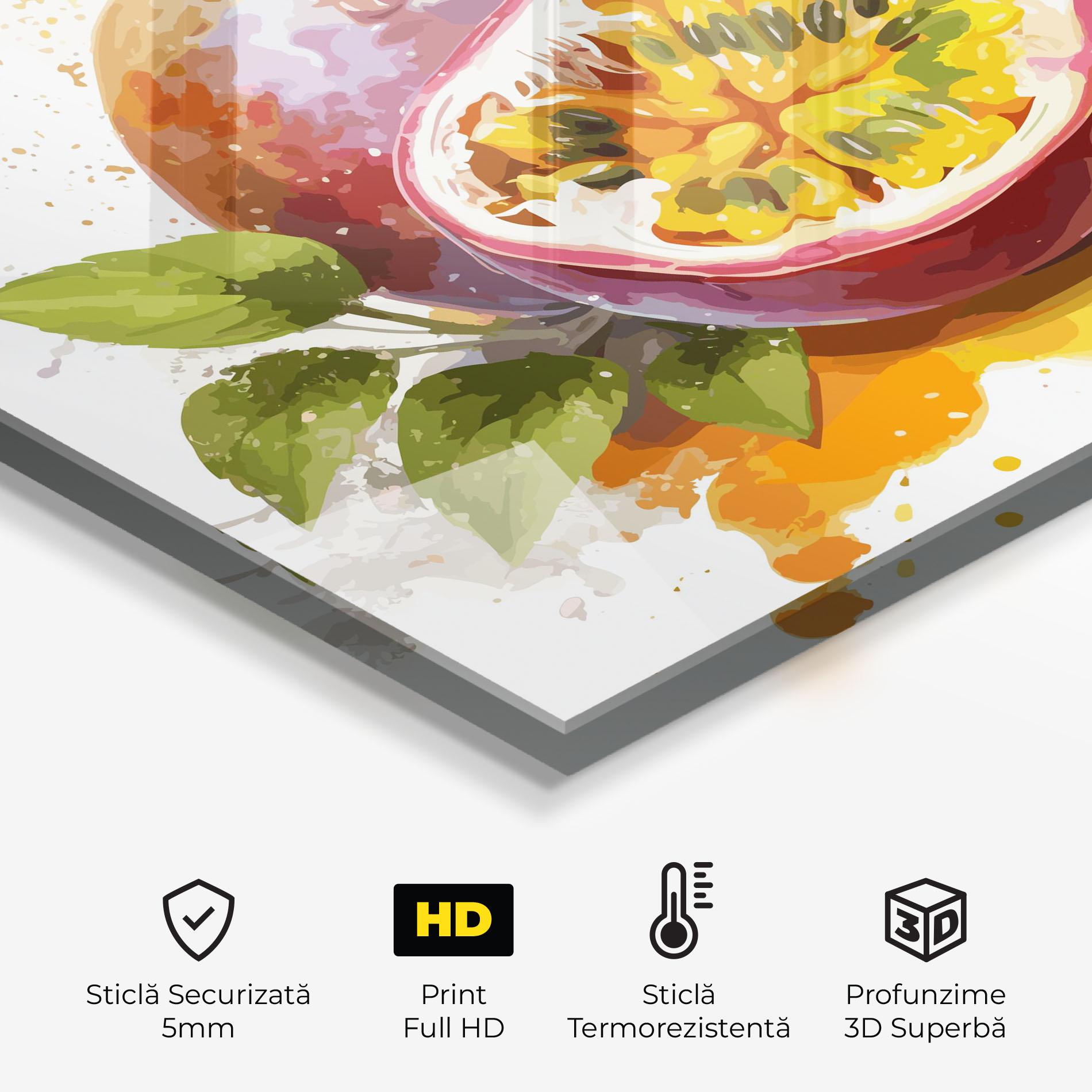 Panou Sticla Bucatarie Passion Fruit Art mockup 2