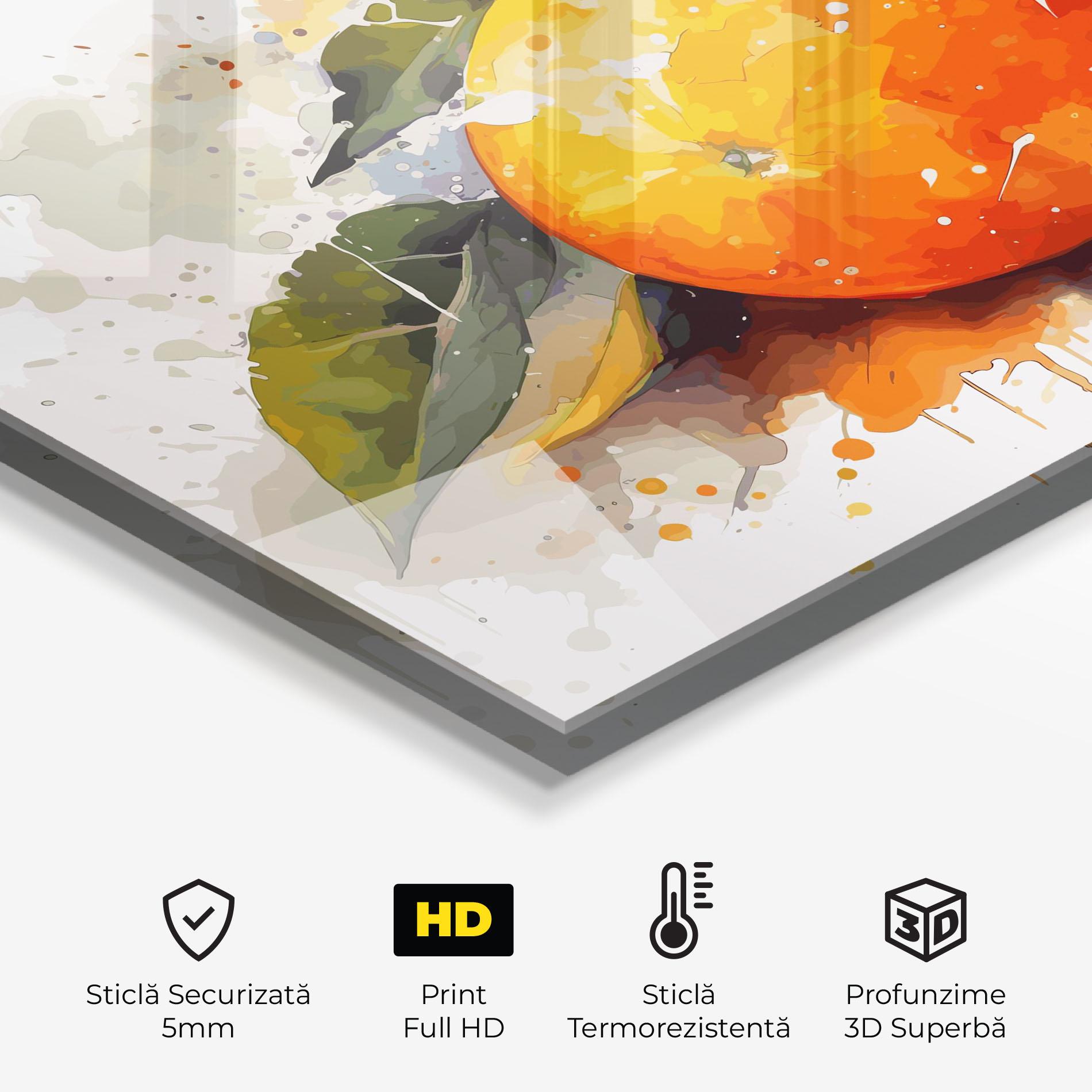Panou Sticla Bucatarie Watercolor Orange mockup 2