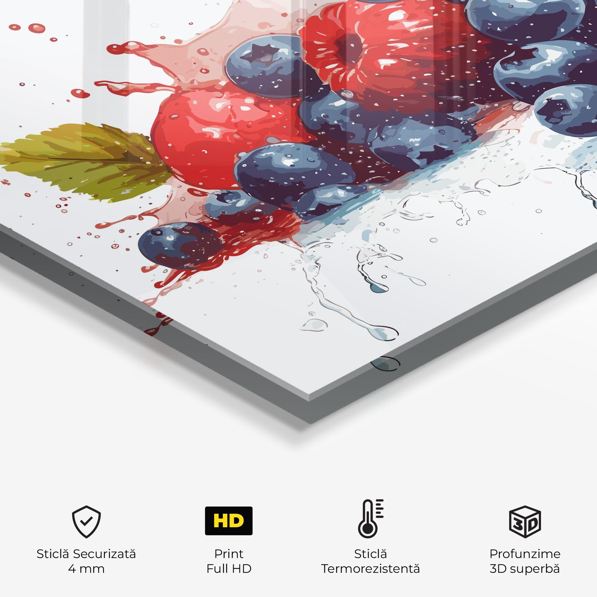 Panou Sticla Bucatarie Berries Art mockup 2