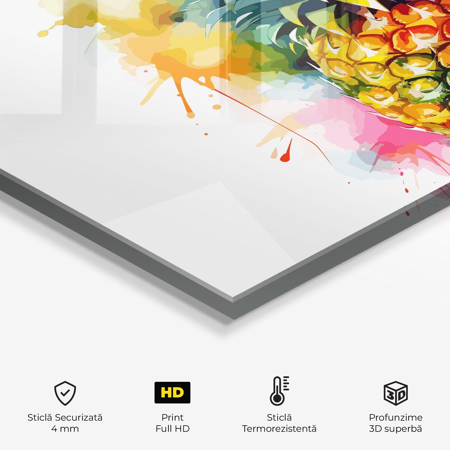 Panou Sticla Bucatarie Color Mix Pineapple mockup 2