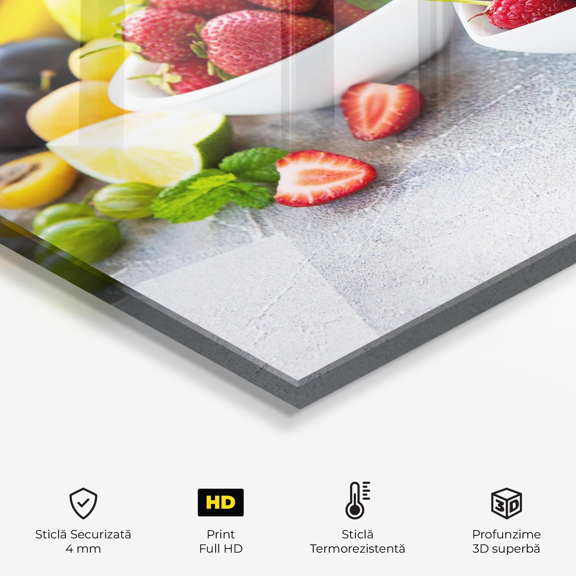 Panou Sticla Bucatarie Heart Fresh Fruits mockup 2
