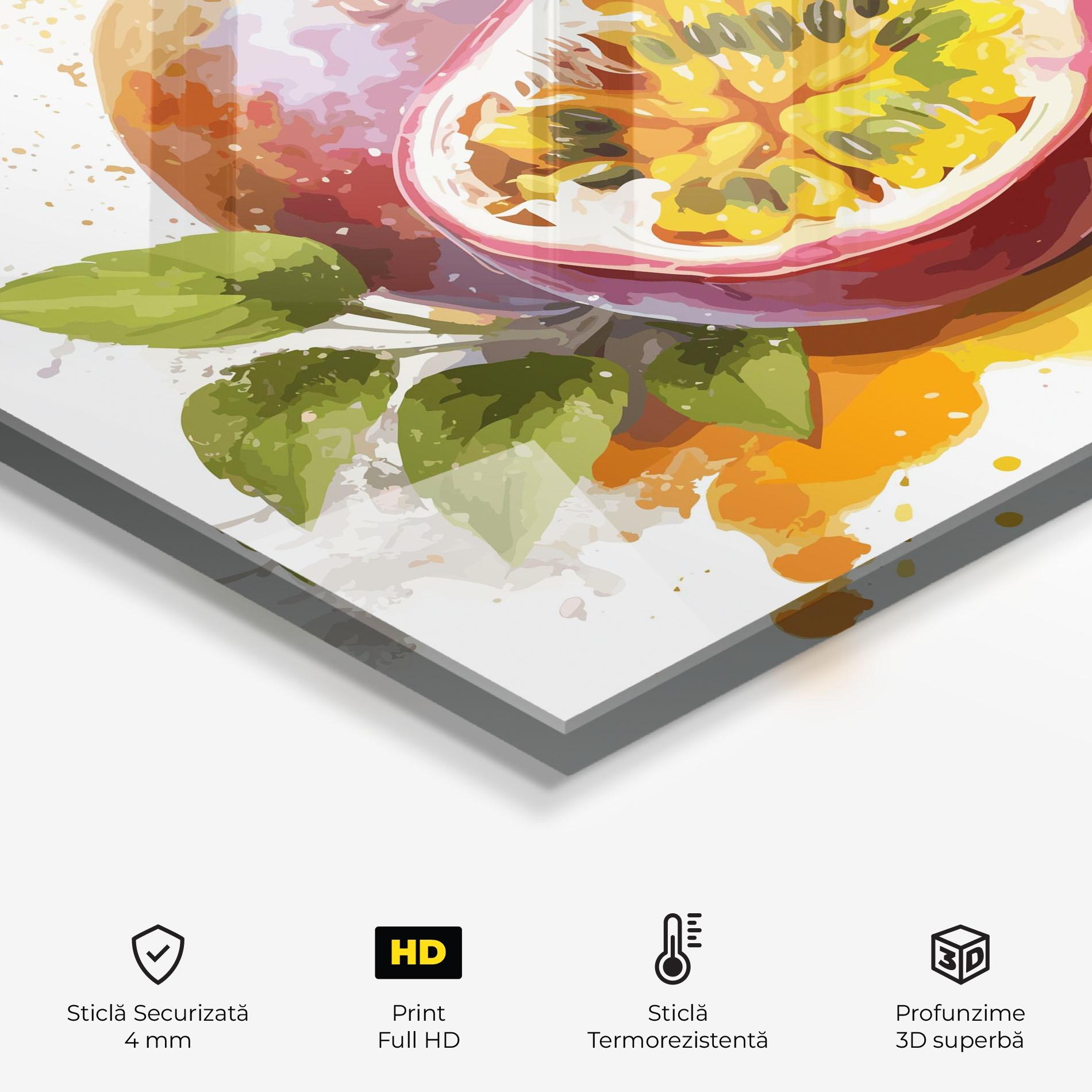 Panou Sticla Bucatarie Passion Fruit Art mockup 2