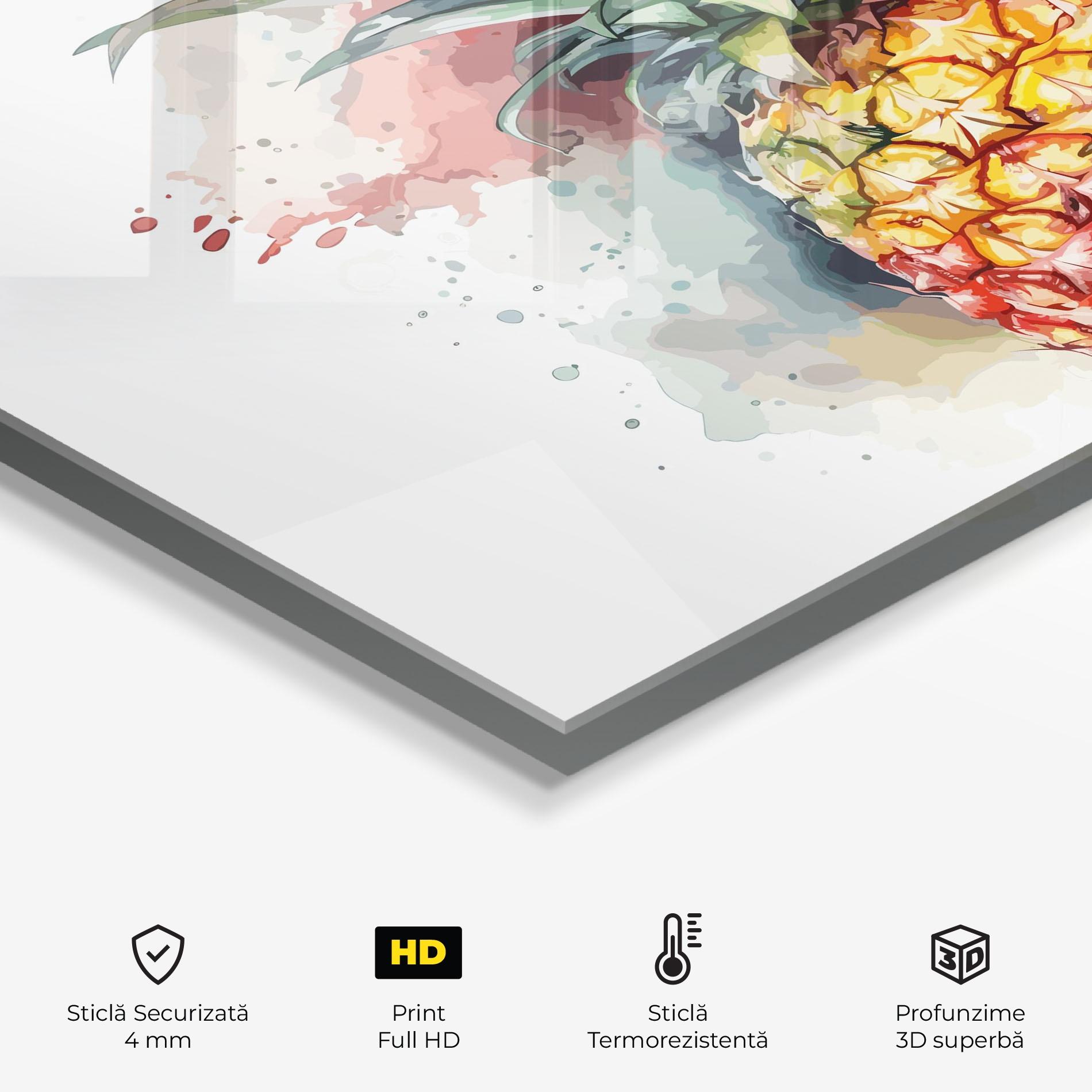 Panou Sticla Bucatarie Pineapple Art mockup 2