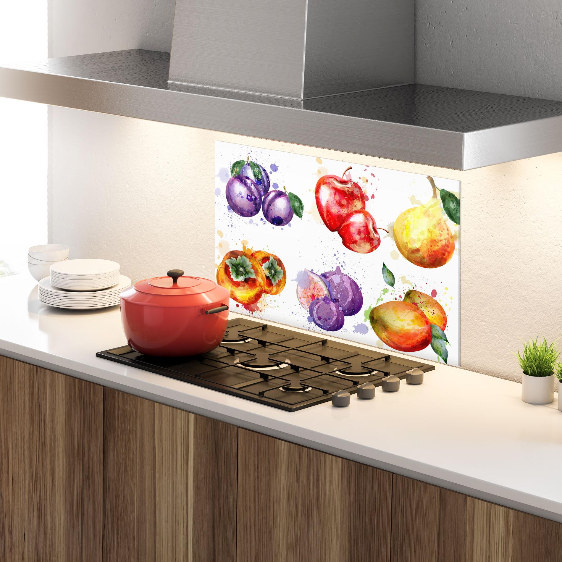 Panou Sticla Bucatarie Fruits Art mockup 4