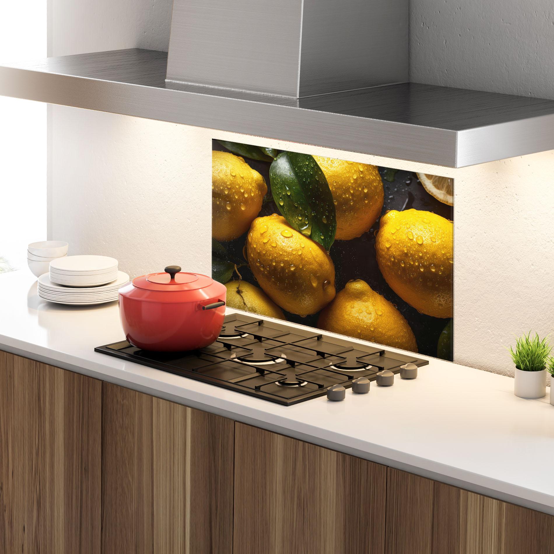 Panou Sticla Bucatarie Lemon After Rain mockup 4