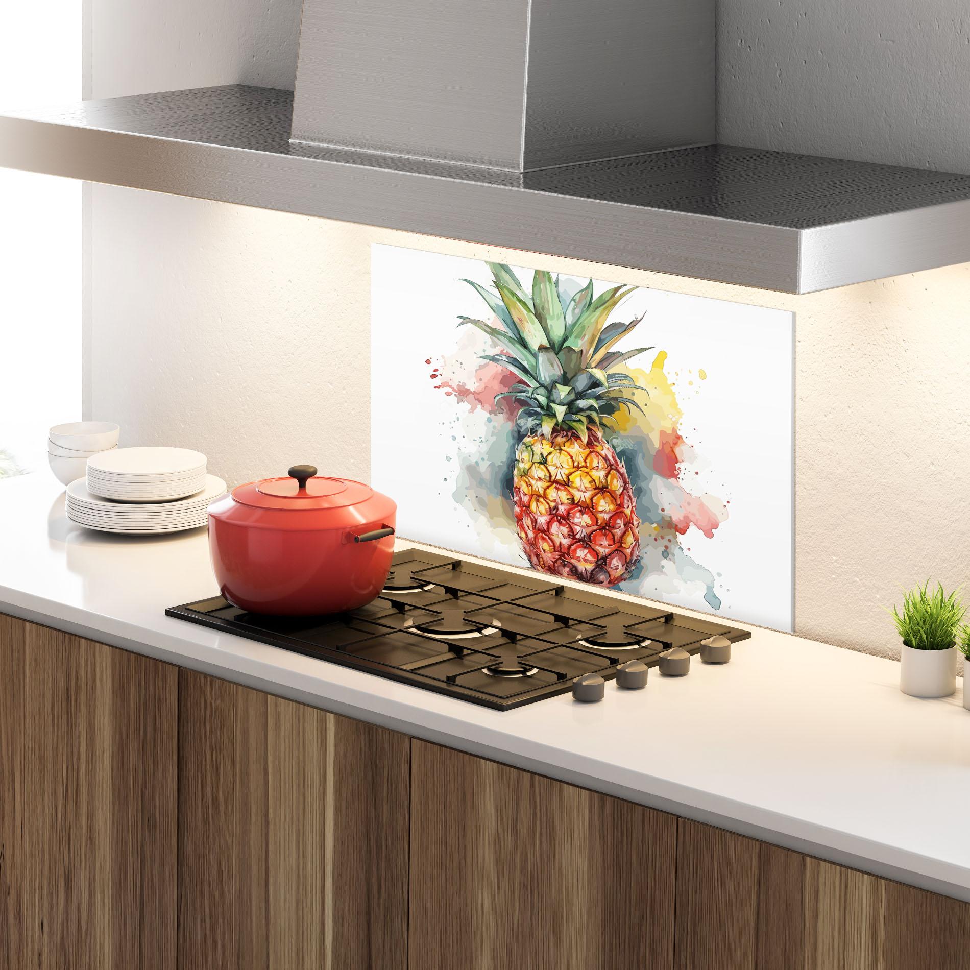 Panou Sticla Bucatarie Pineapple Art mockup 4