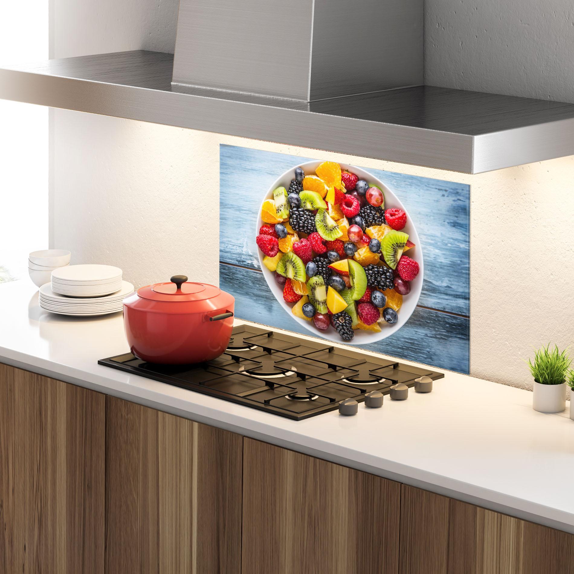 Panou Sticla Bucatarie Tropical Fruit Salad mockup 4