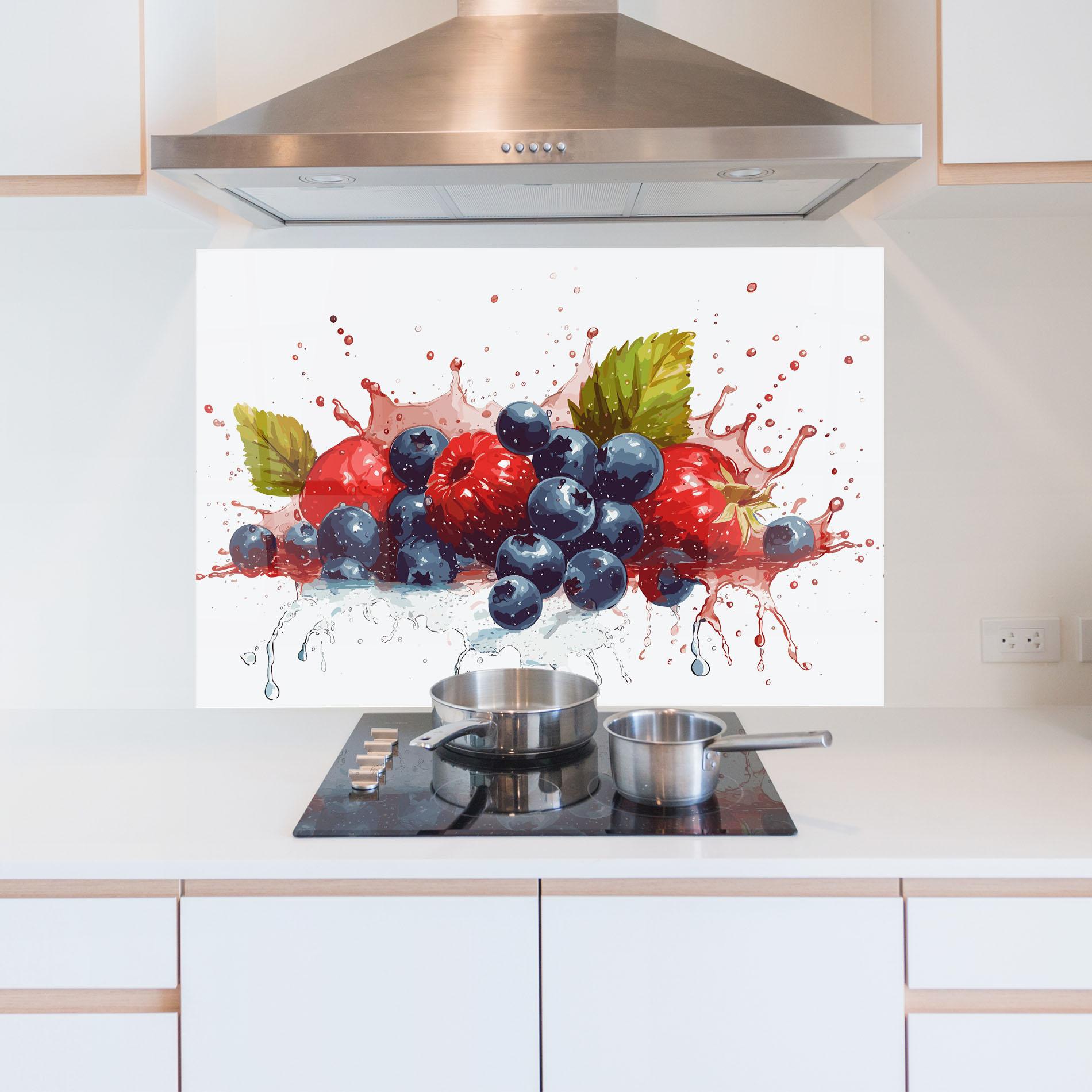 Panou Sticla Bucatarie Berries Art mockup 5