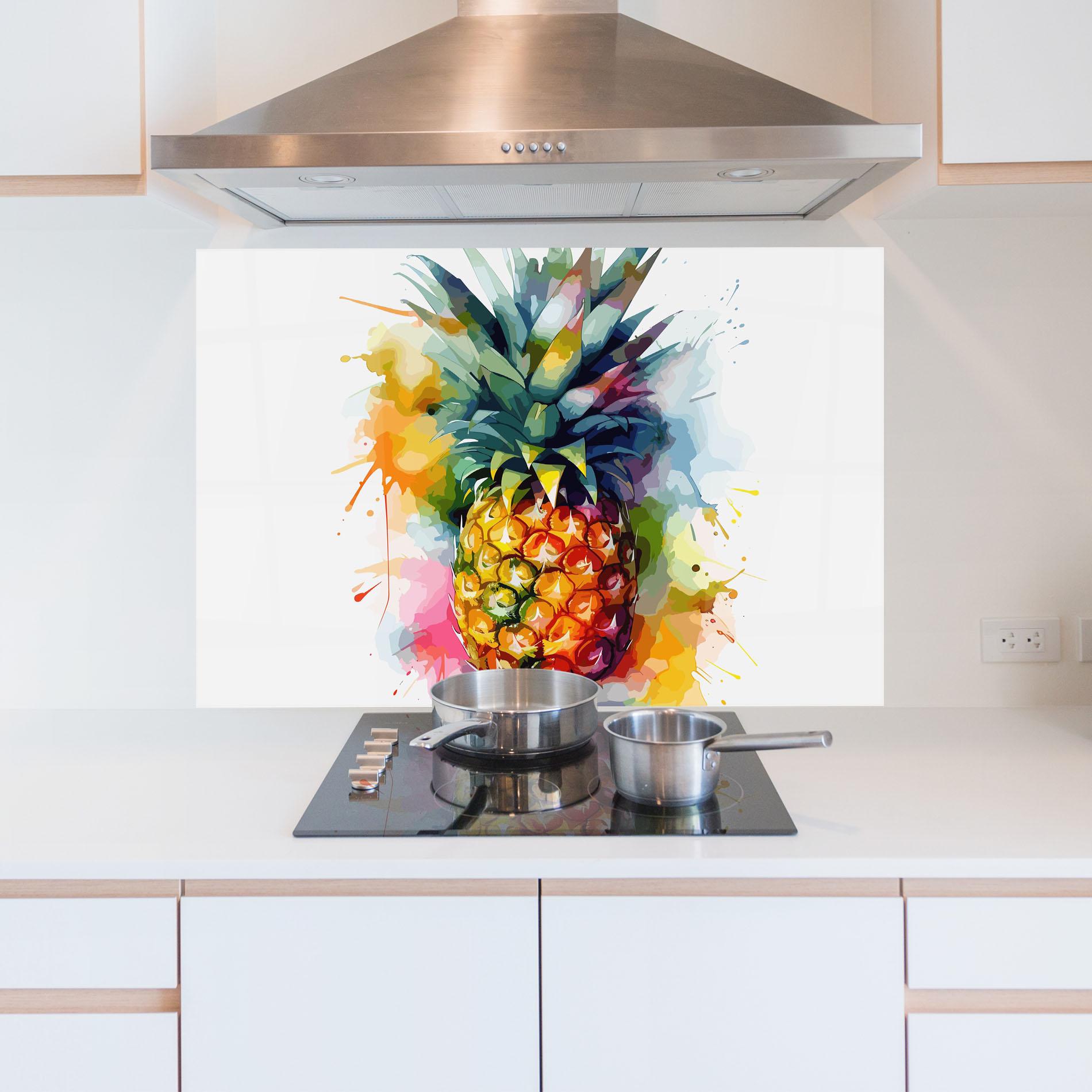 Panou Sticla Bucatarie Color Mix Pineapple mockup 5