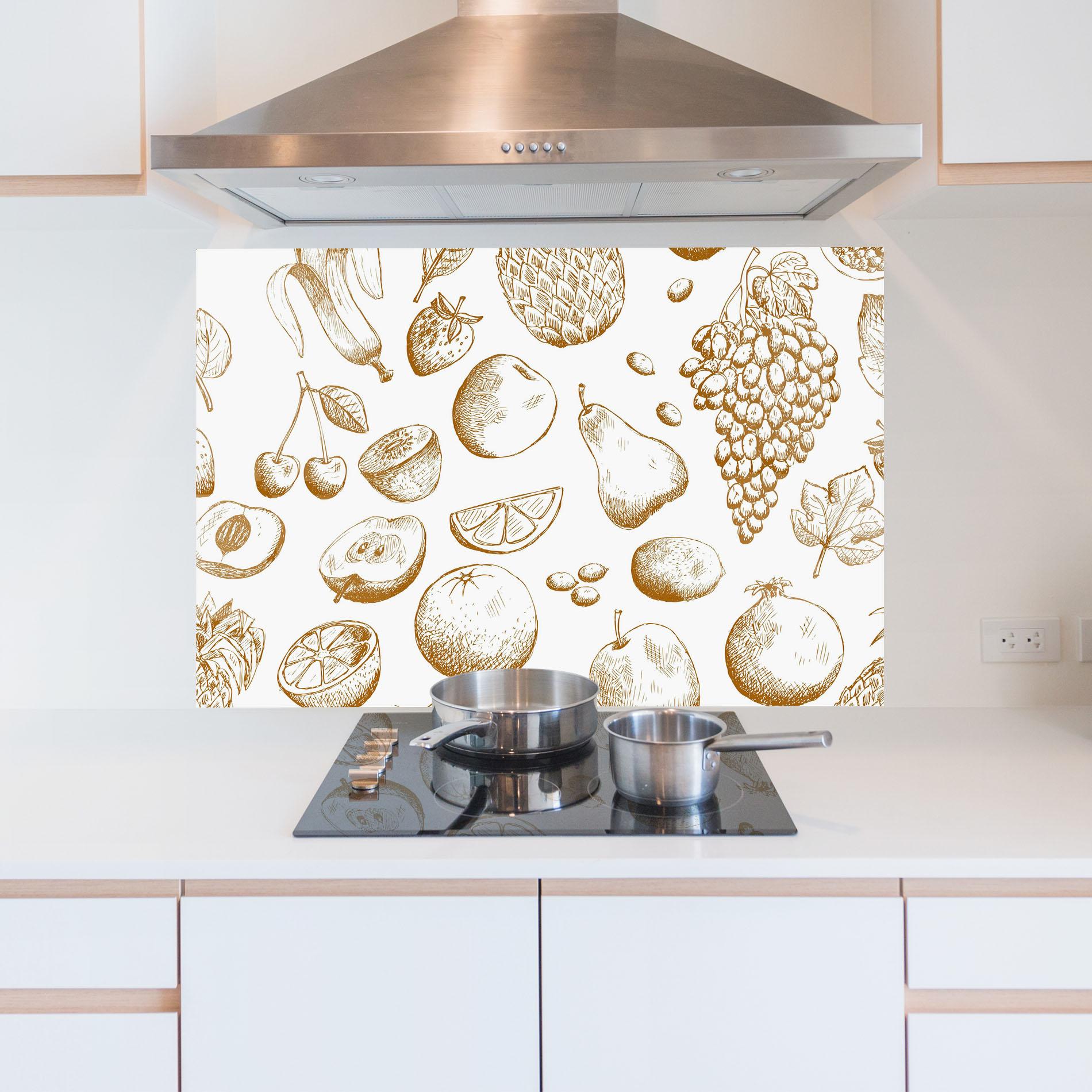 Panou Sticla Bucatarie Floating Fruits mockup 5