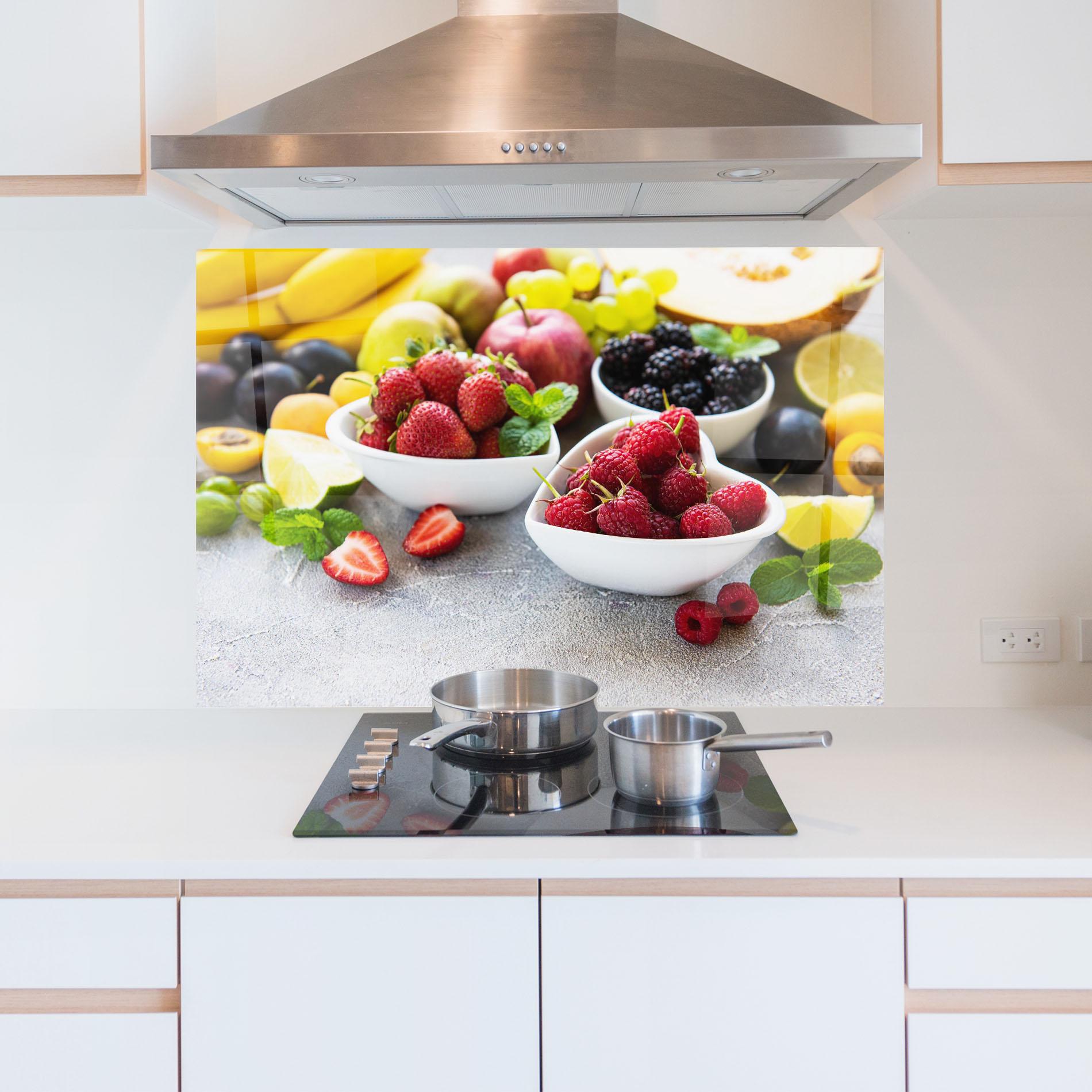 Panou Sticla Bucatarie Heart Fresh Fruits mockup 5
