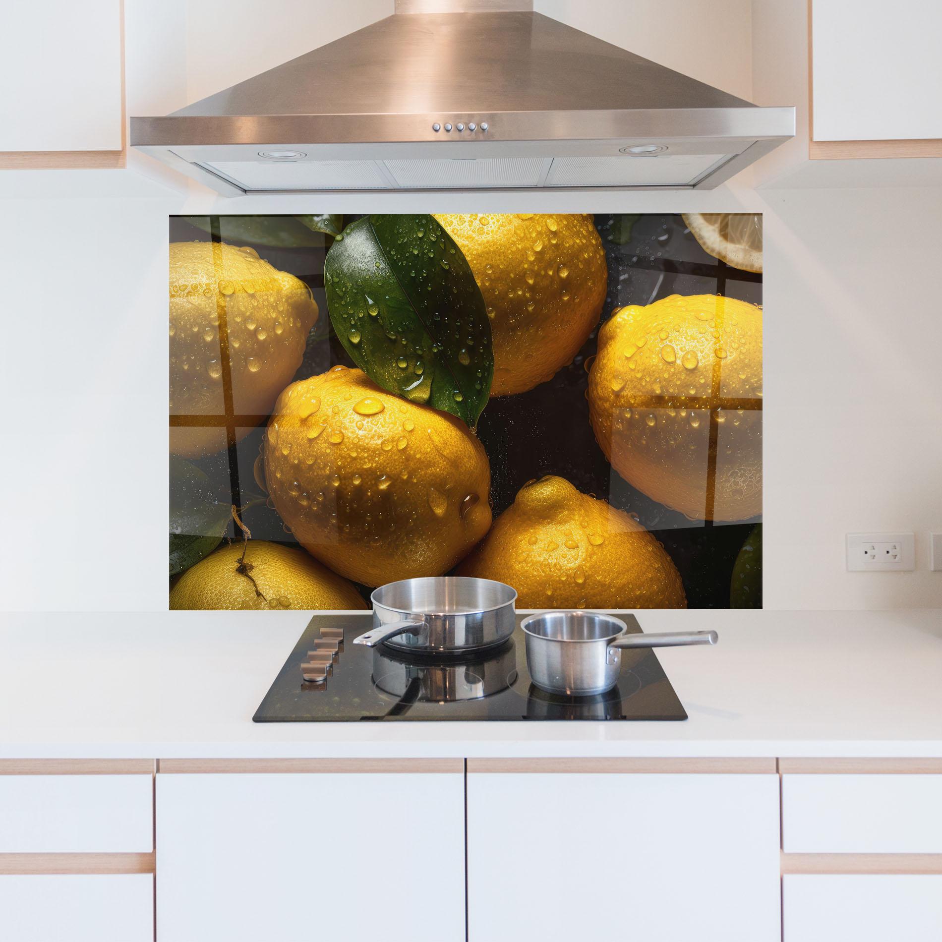 Panou Sticla Bucatarie Lemon After Rain mockup 5