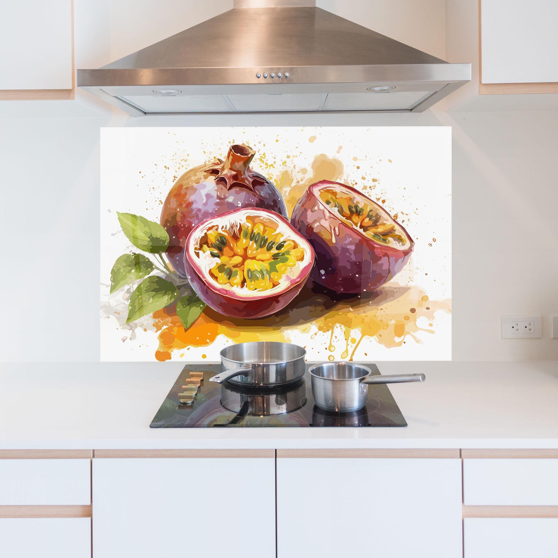 Panou Sticla Bucatarie Passion Fruit Art mockup 5
