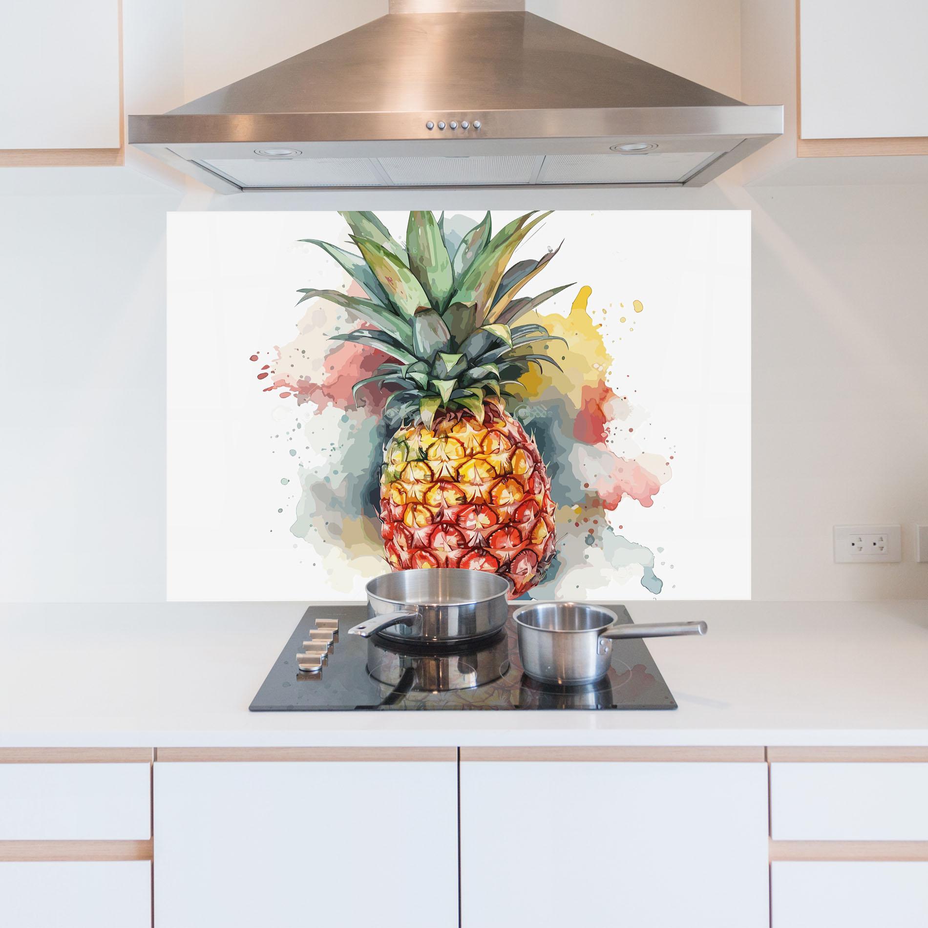 Panou Sticla Bucatarie Pineapple Art mockup 5