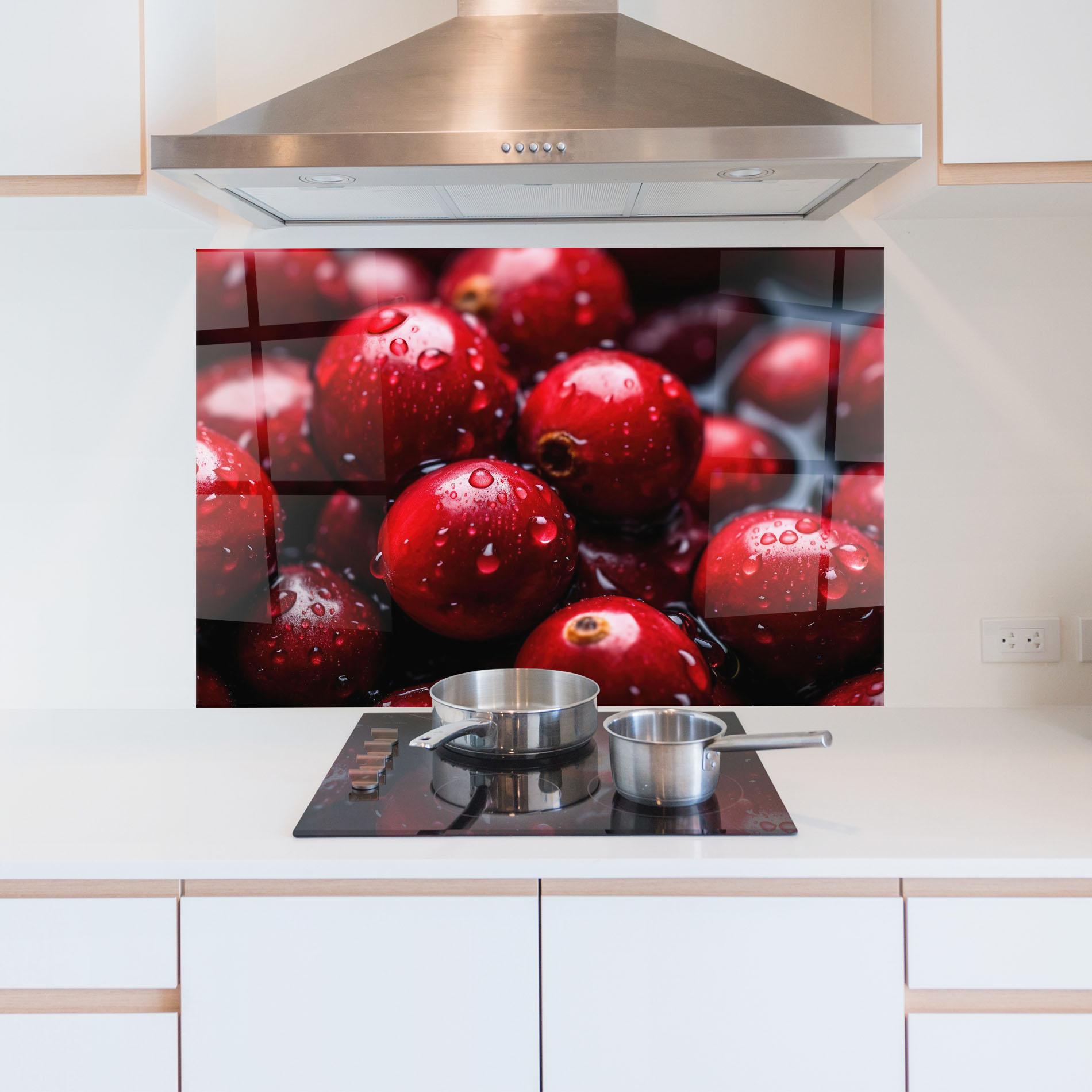 Panou Sticla Bucatarie Wet Cranberries mockup 5