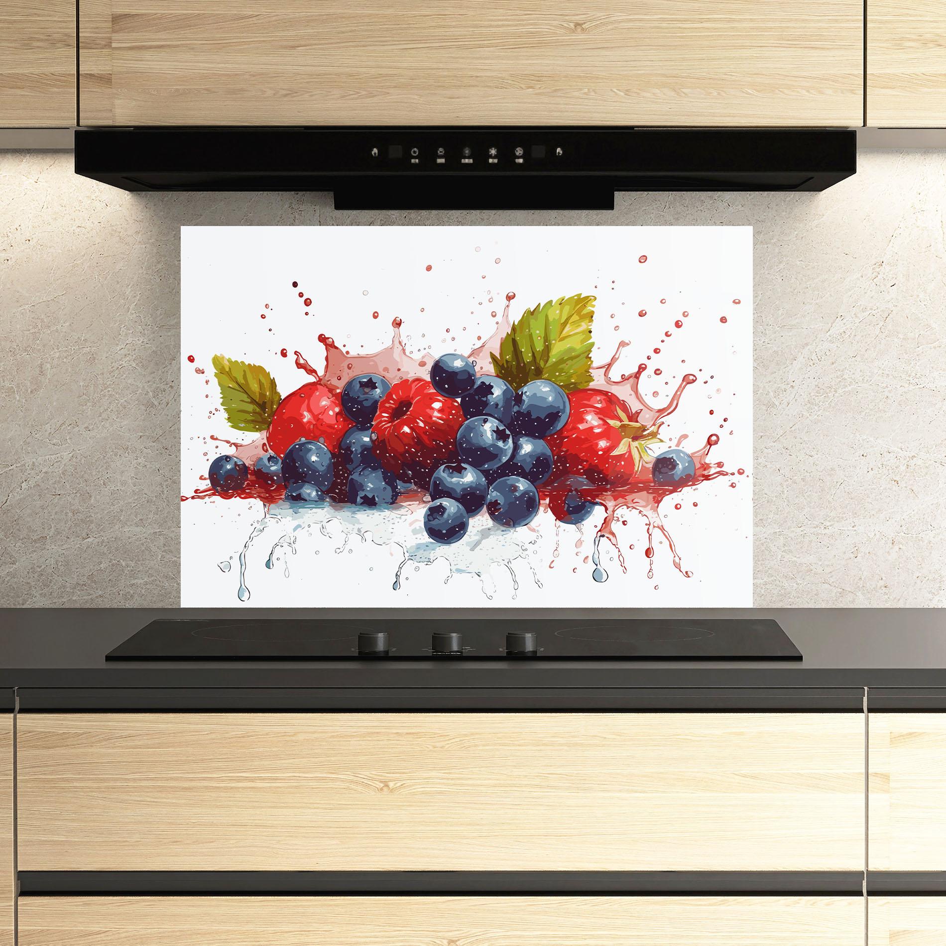 Panou Sticla Bucatarie Berries Art mockup 3