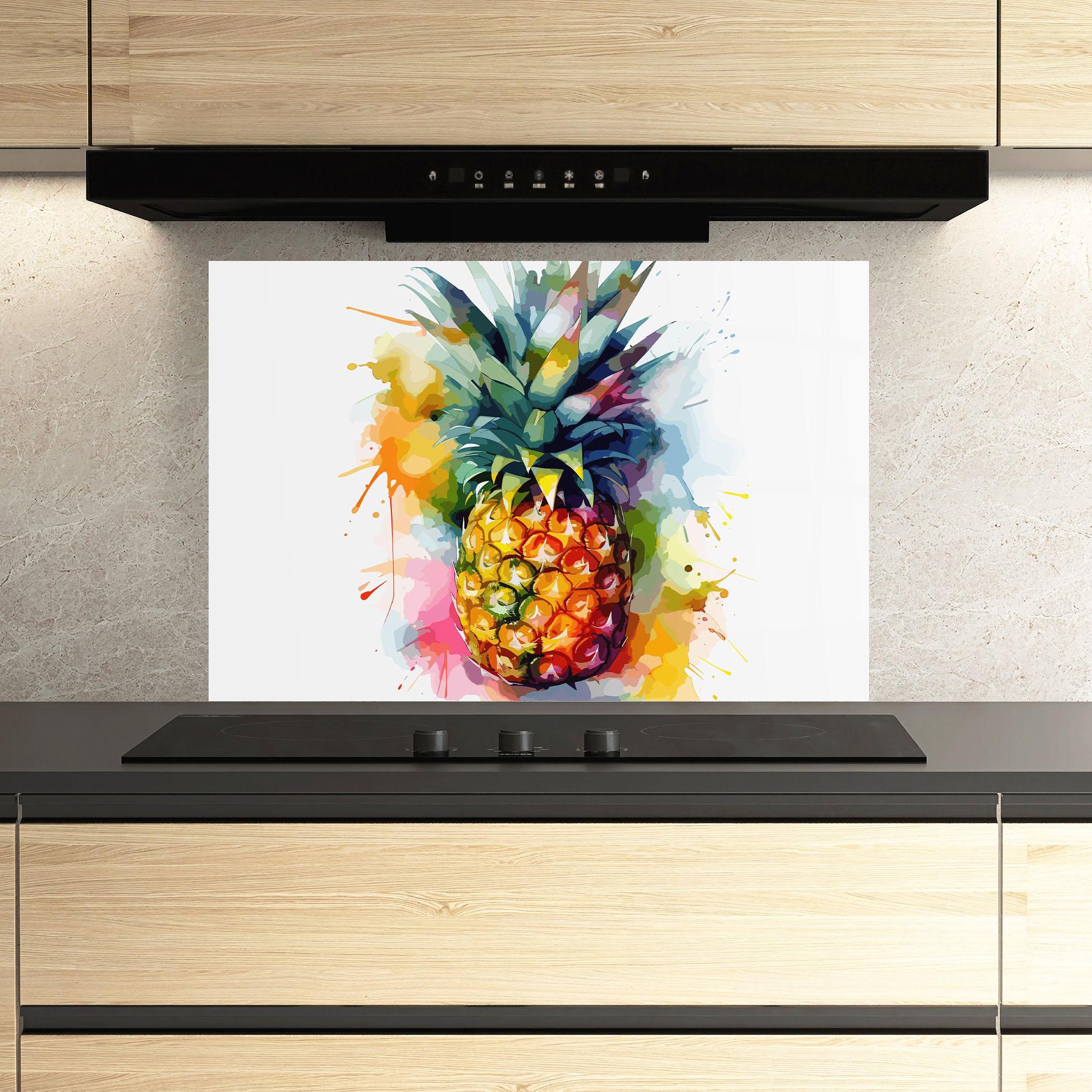 Panou Sticla Bucatarie Color Mix Pineapple mockup 3