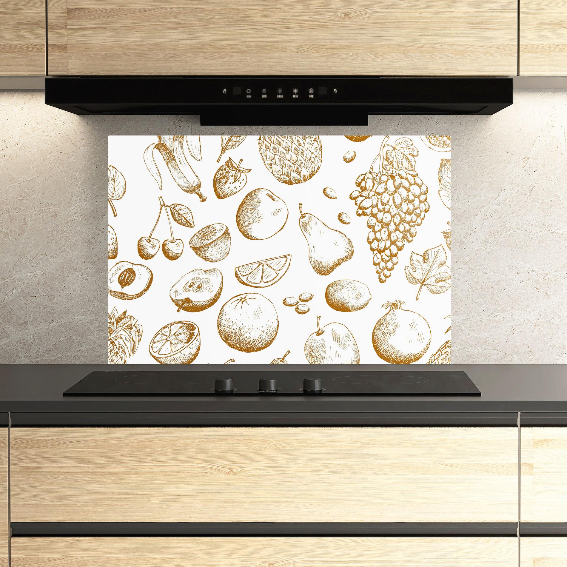 Panou Sticla Bucatarie Floating Fruits mockup 3