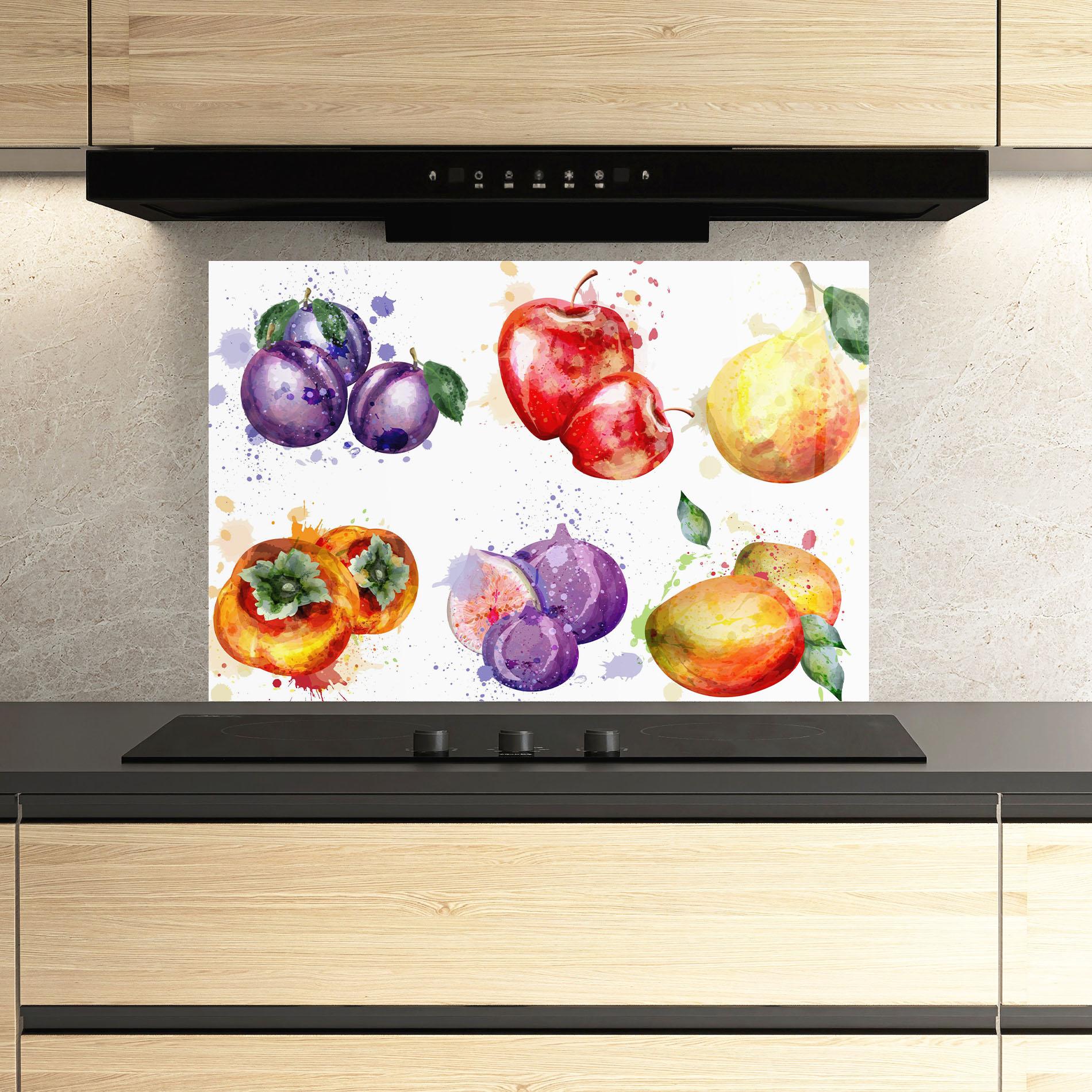 Panou Sticla Bucatarie Fruits Art mockup 3