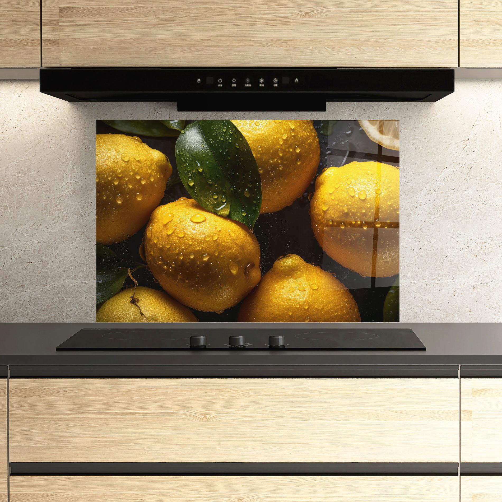 Panou Sticla Bucatarie Lemon After Rain mockup 3