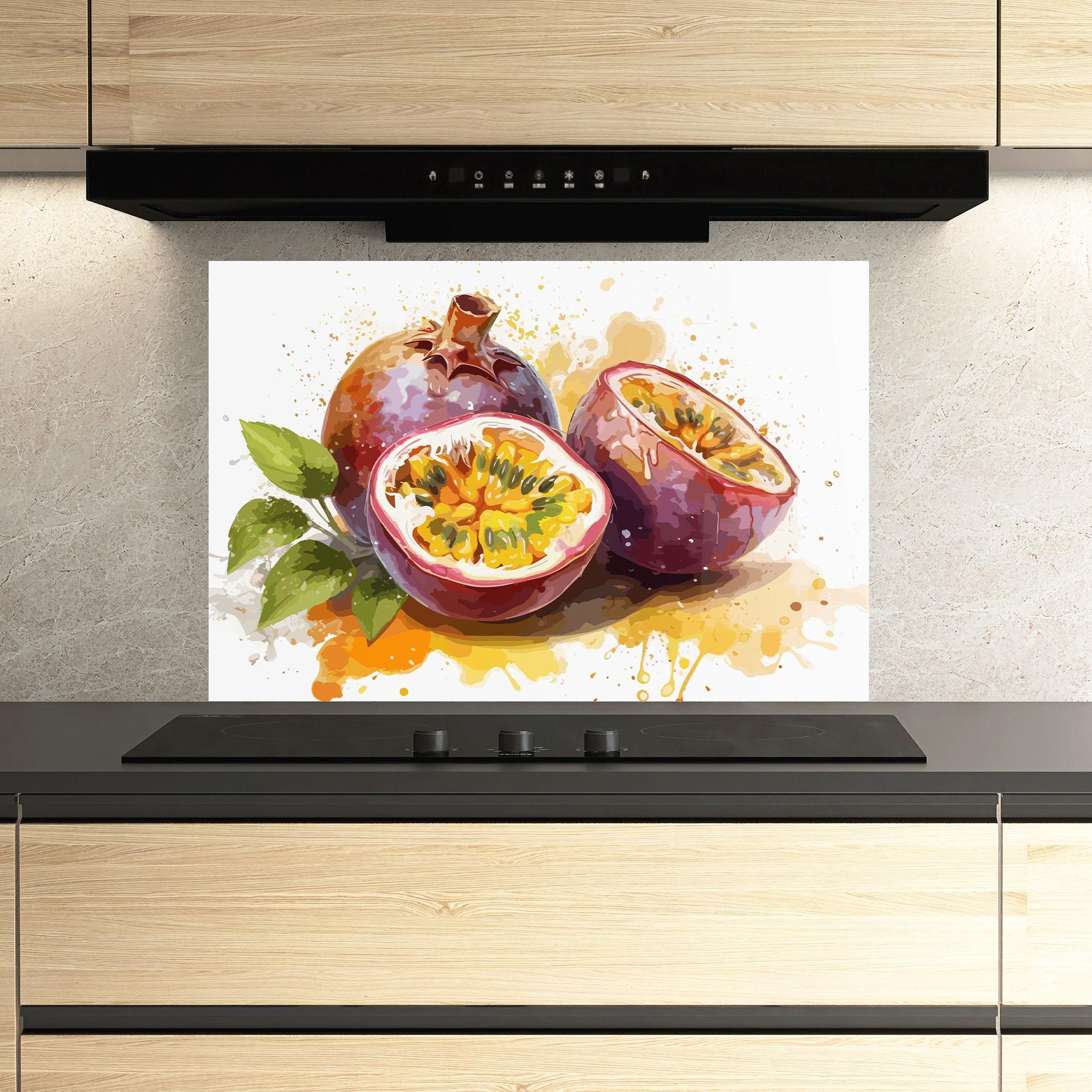 Panou Sticla Bucatarie Passion Fruit Art mockup 3