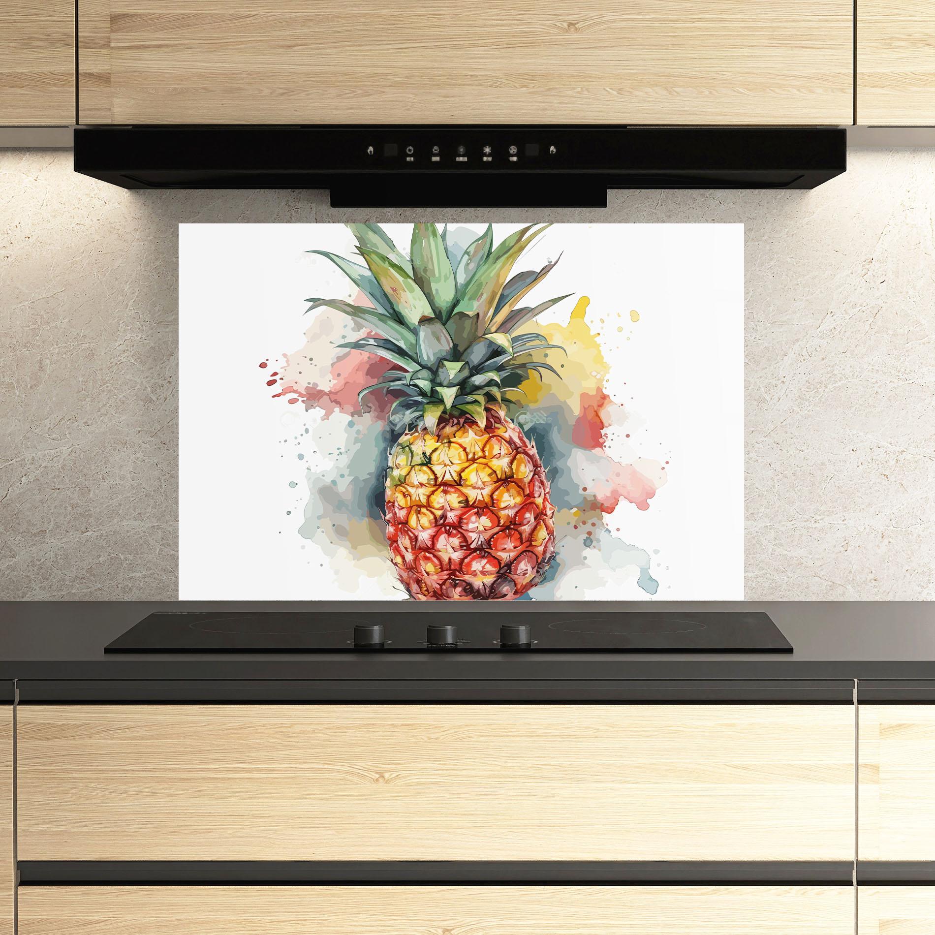 Panou Sticla Bucatarie Pineapple Art mockup 3