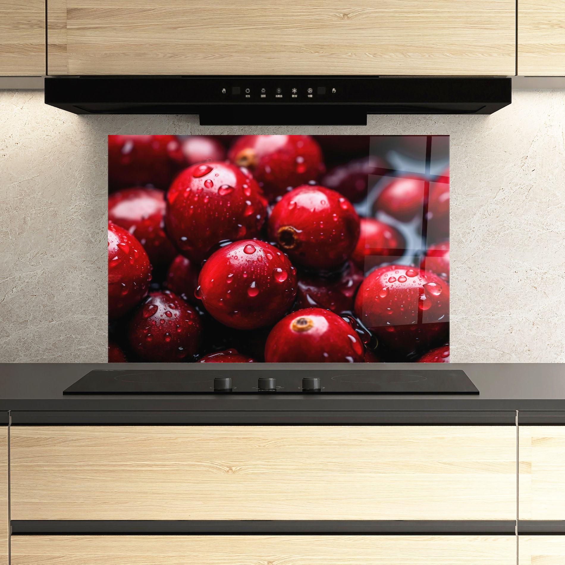 Panou Sticla Bucatarie Wet Cranberries mockup 3