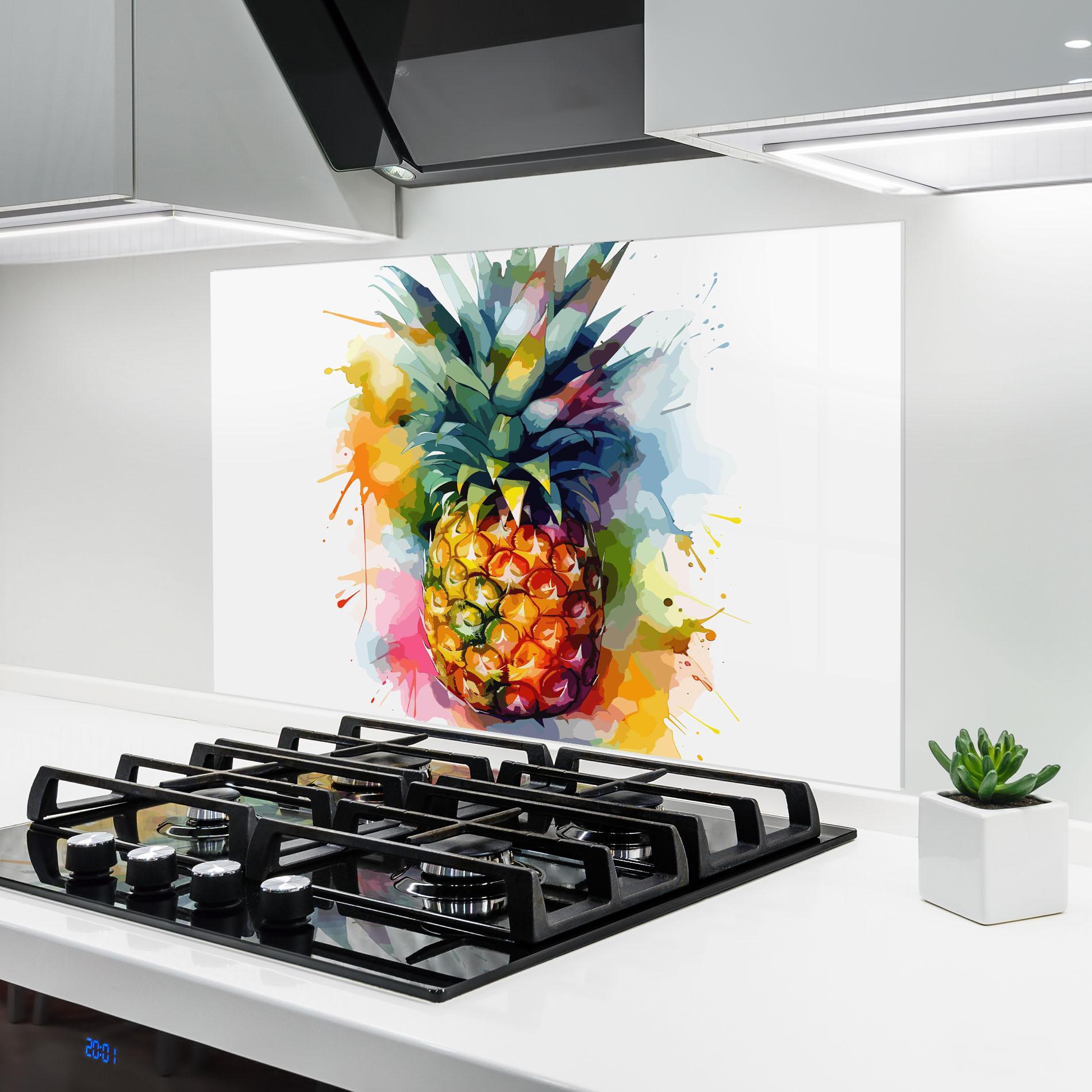 Panou Sticla Bucatarie Color Mix Pineapple mockup 6
