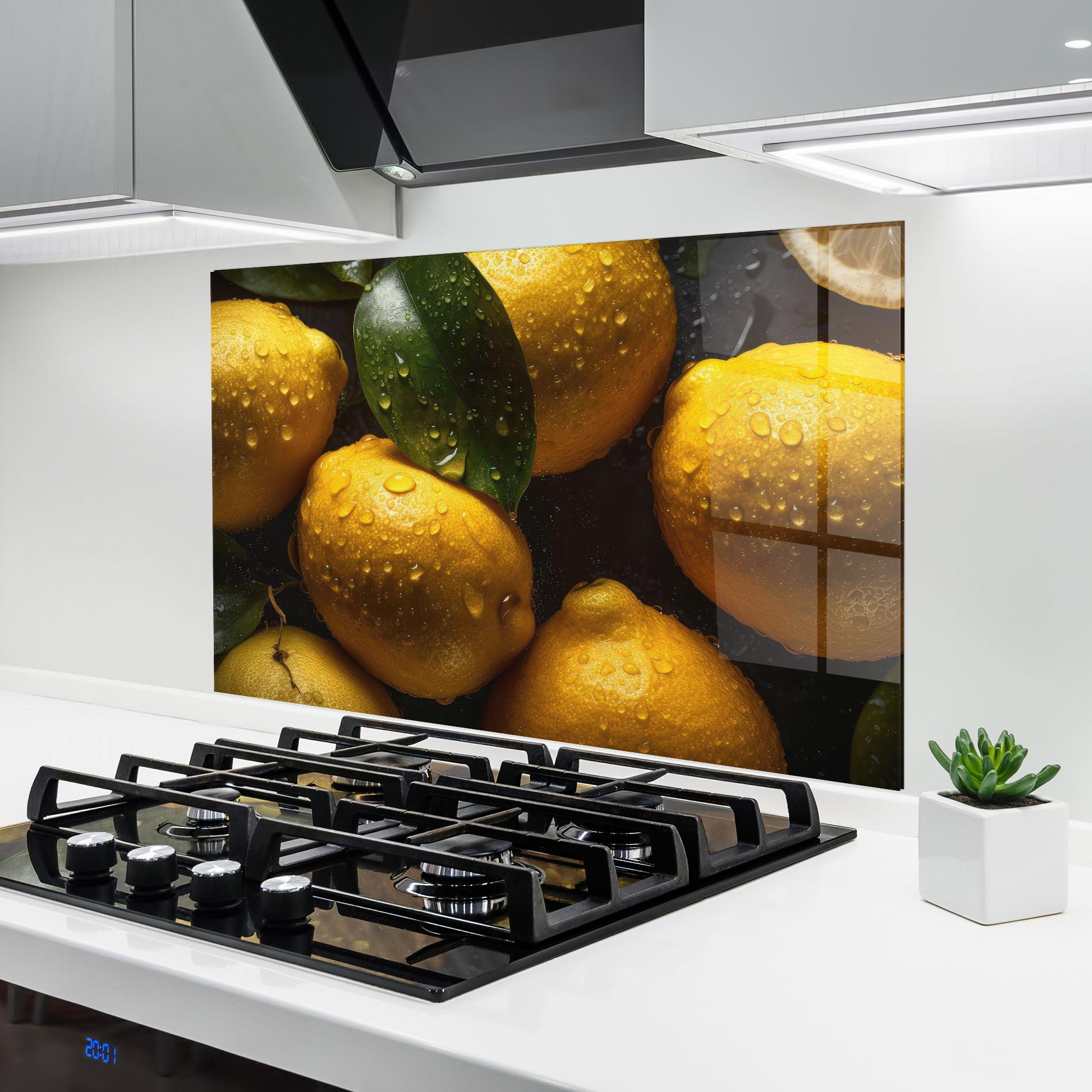Panou Sticla Bucatarie Lemon After Rain mockup 6