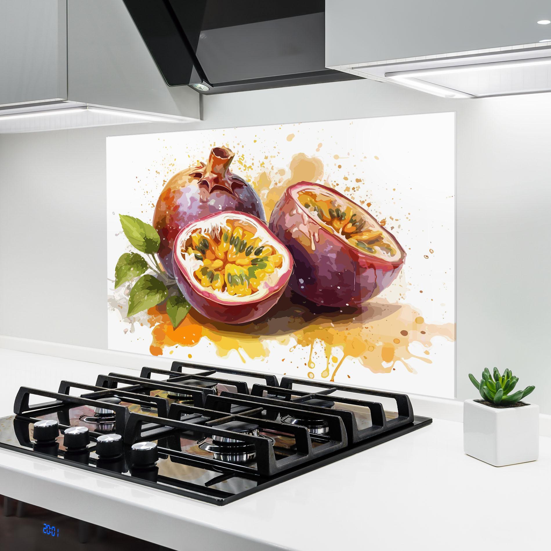 Panou Sticla Bucatarie Passion Fruit Art mockup 6