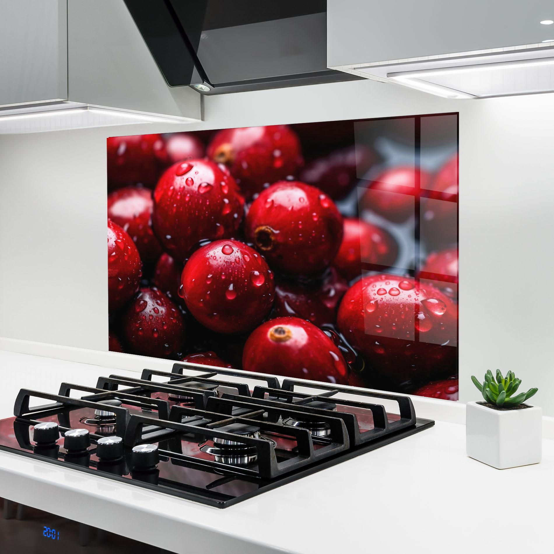 Panou Sticla Bucatarie Wet Cranberries mockup 6