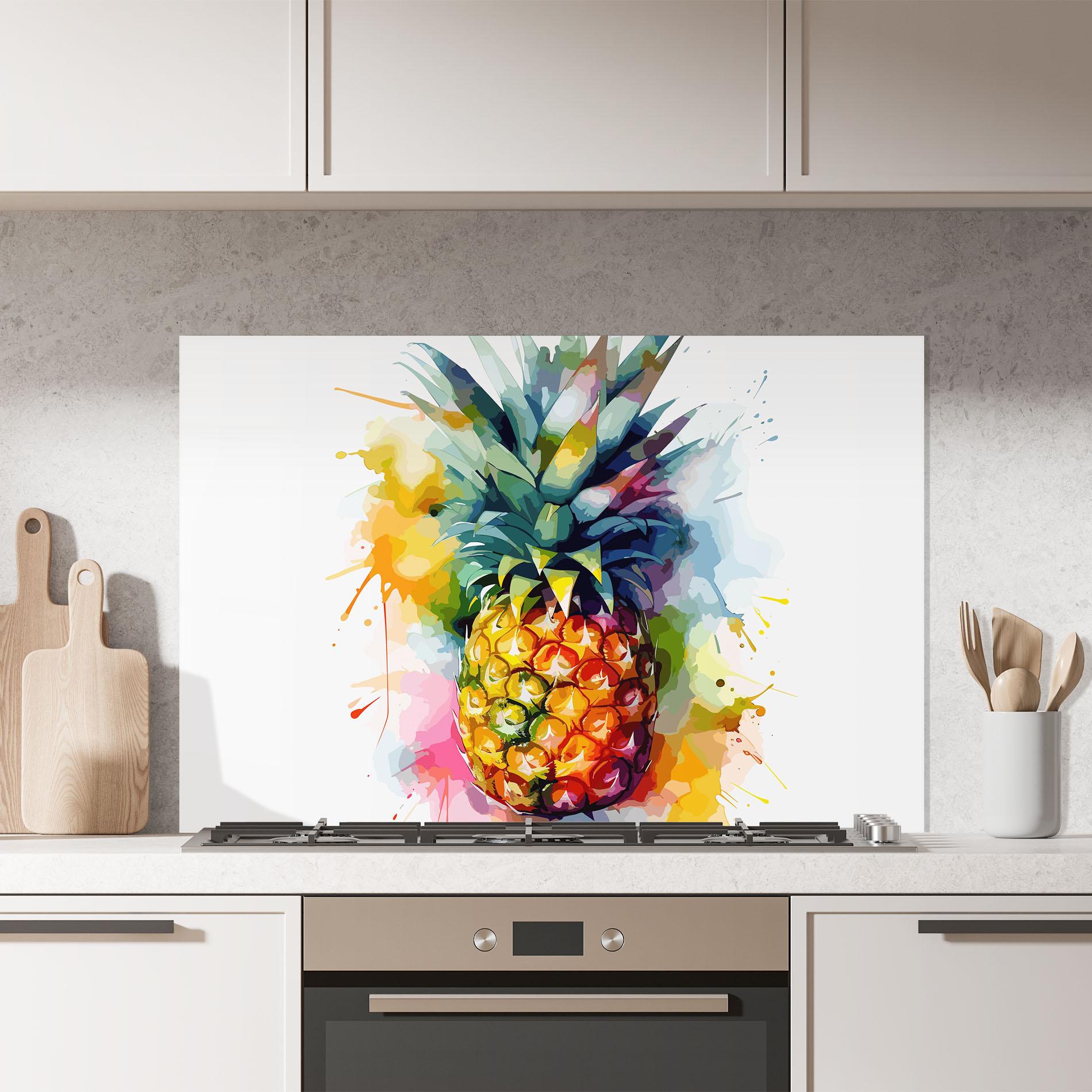 Panou Sticla Bucatarie Color Mix Pineapple mockup 7