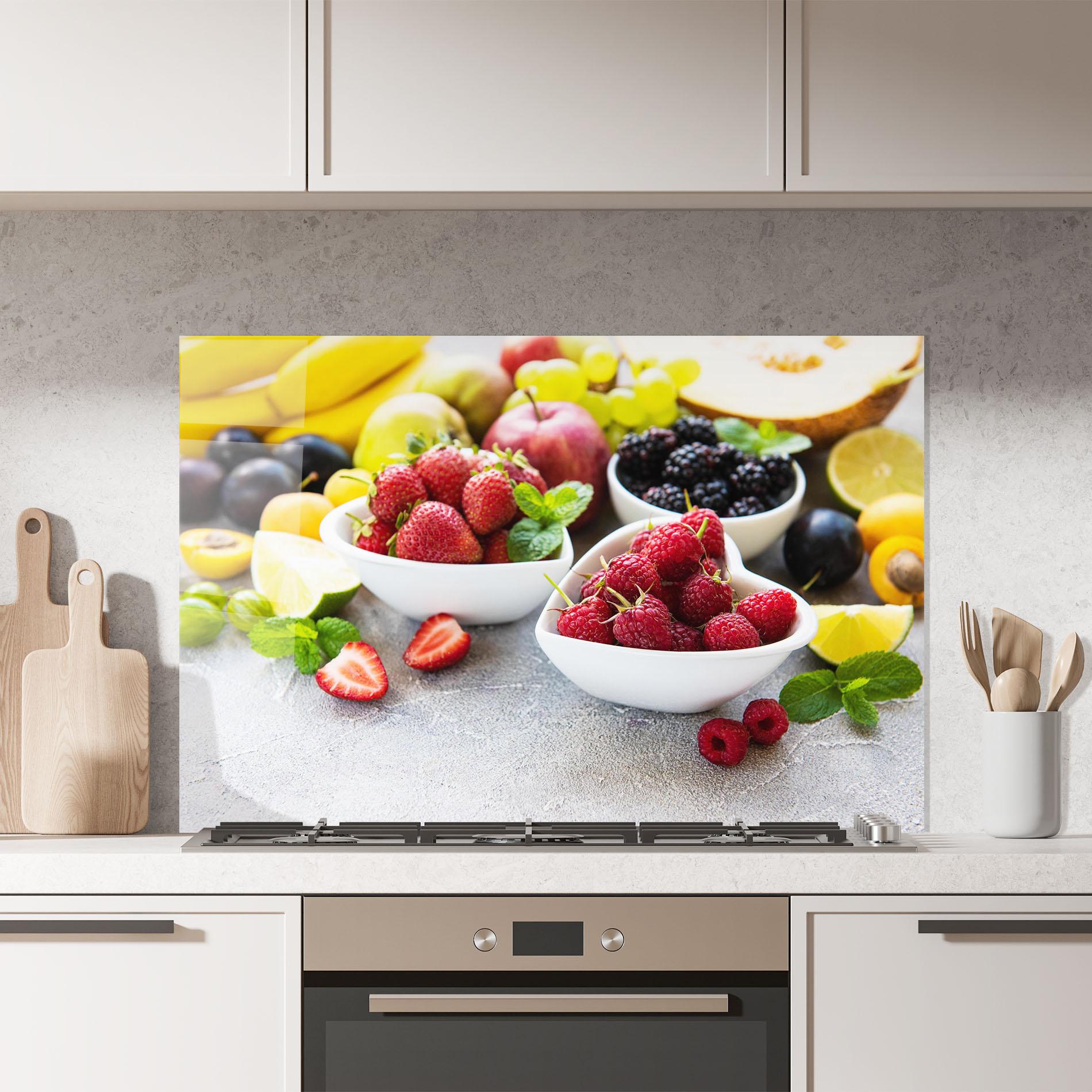 Panou Sticla Bucatarie Heart Fresh Fruits mockup 7