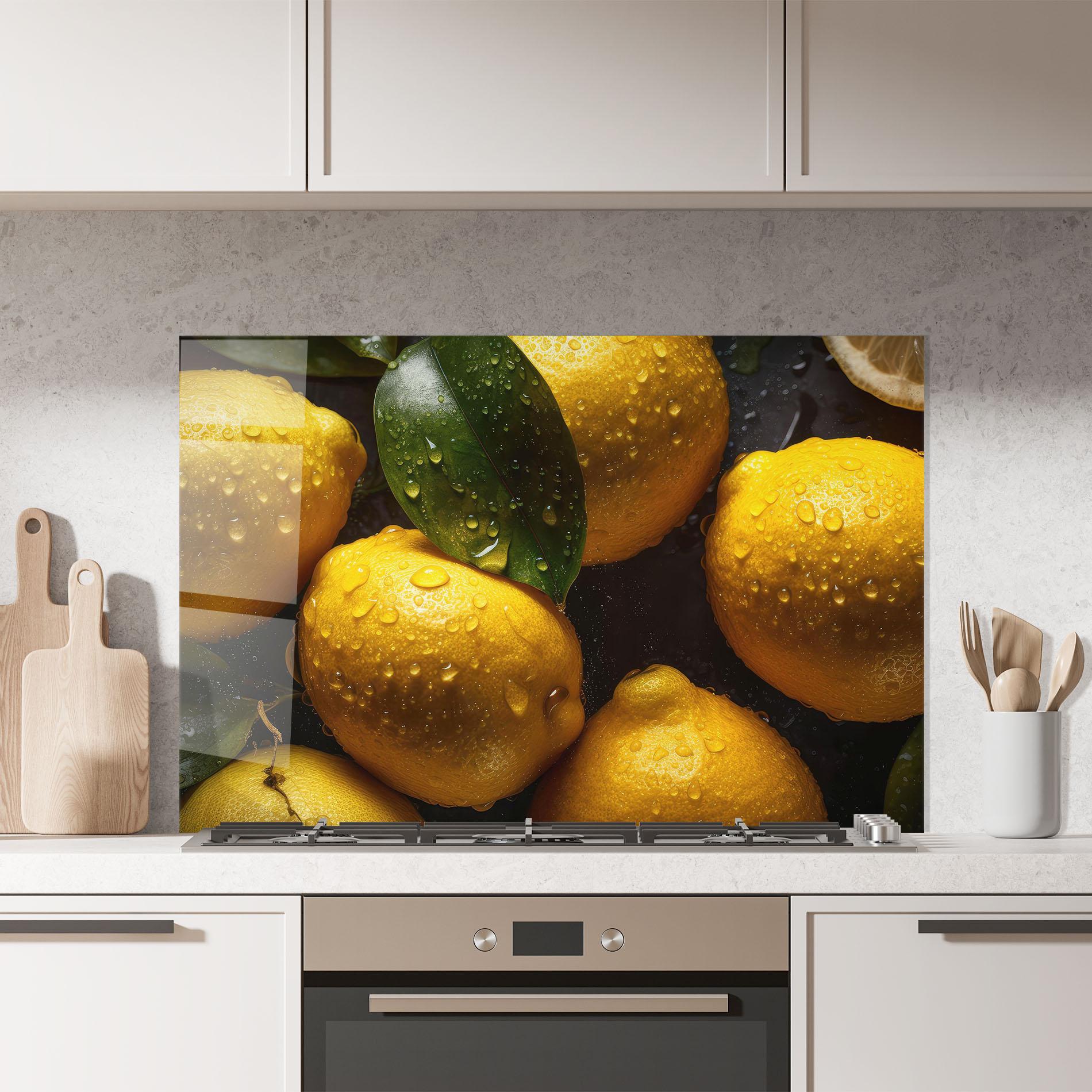 Panou Sticla Bucatarie Lemon After Rain mockup 7