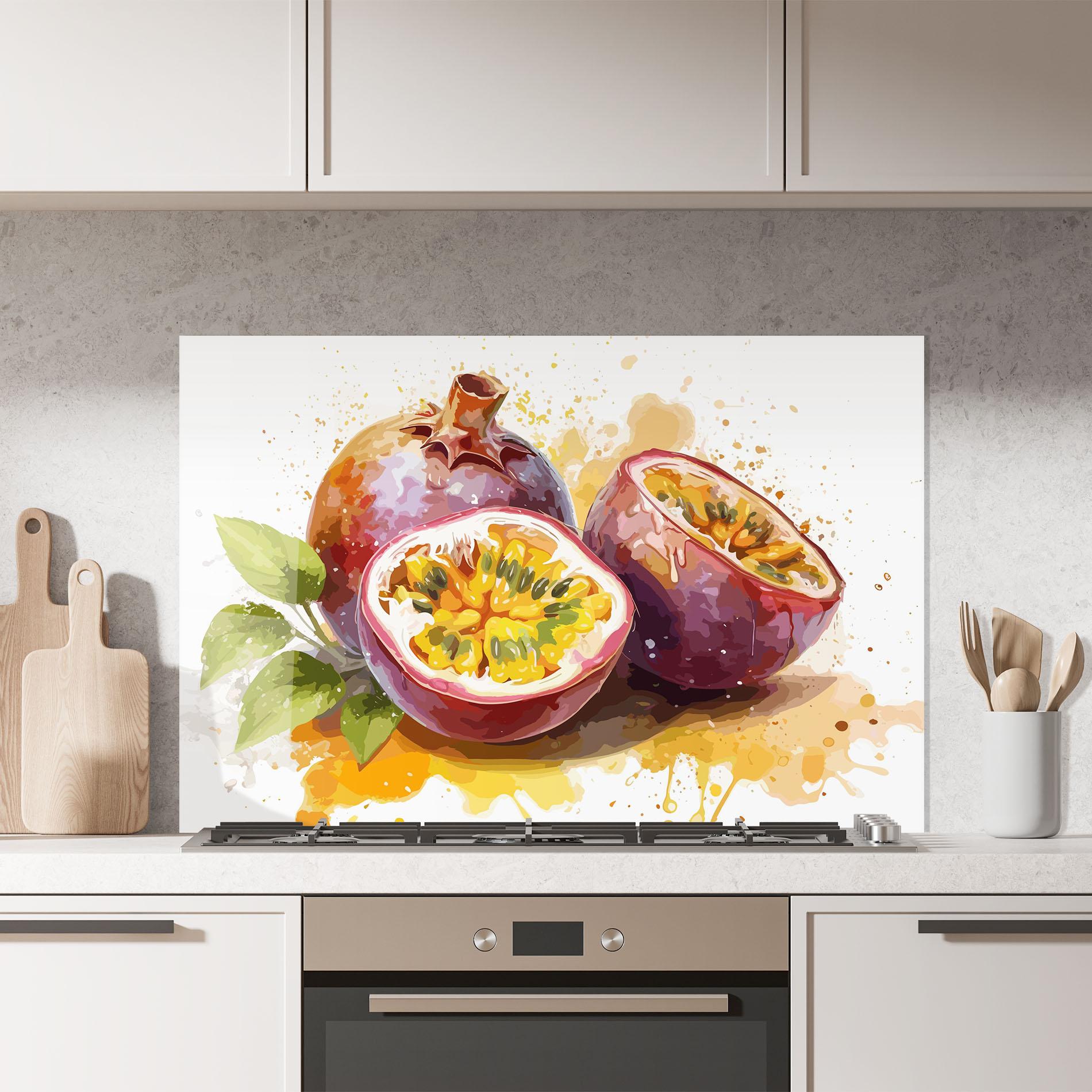 Panou Sticla Bucatarie Passion Fruit Art mockup 7
