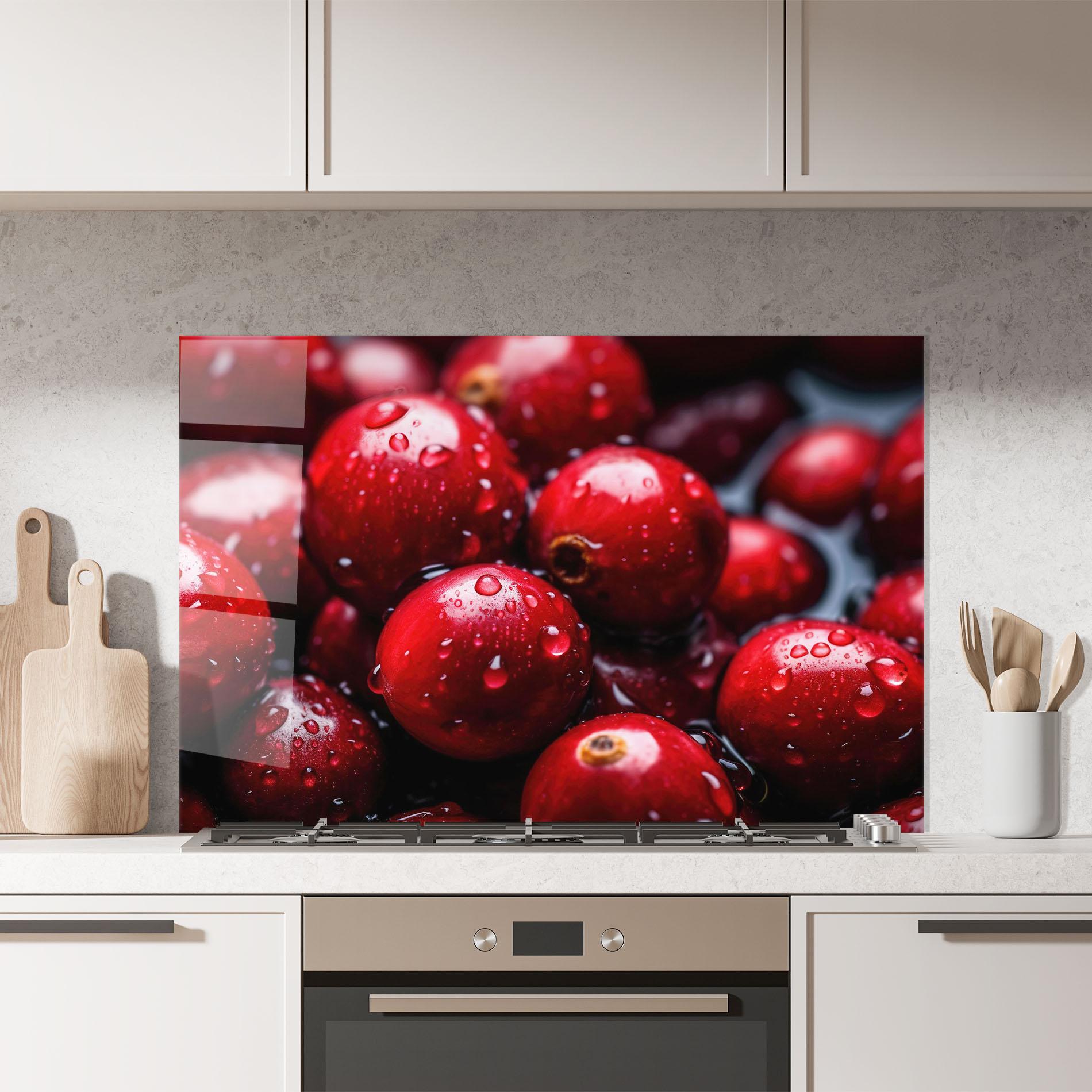 Panou Sticla Bucatarie Wet Cranberries mockup 7