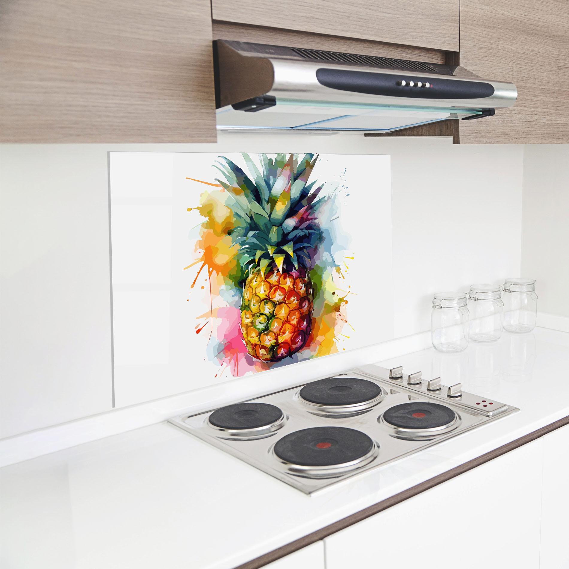 Panou Sticla Bucatarie Color Mix Pineapple mockup 8