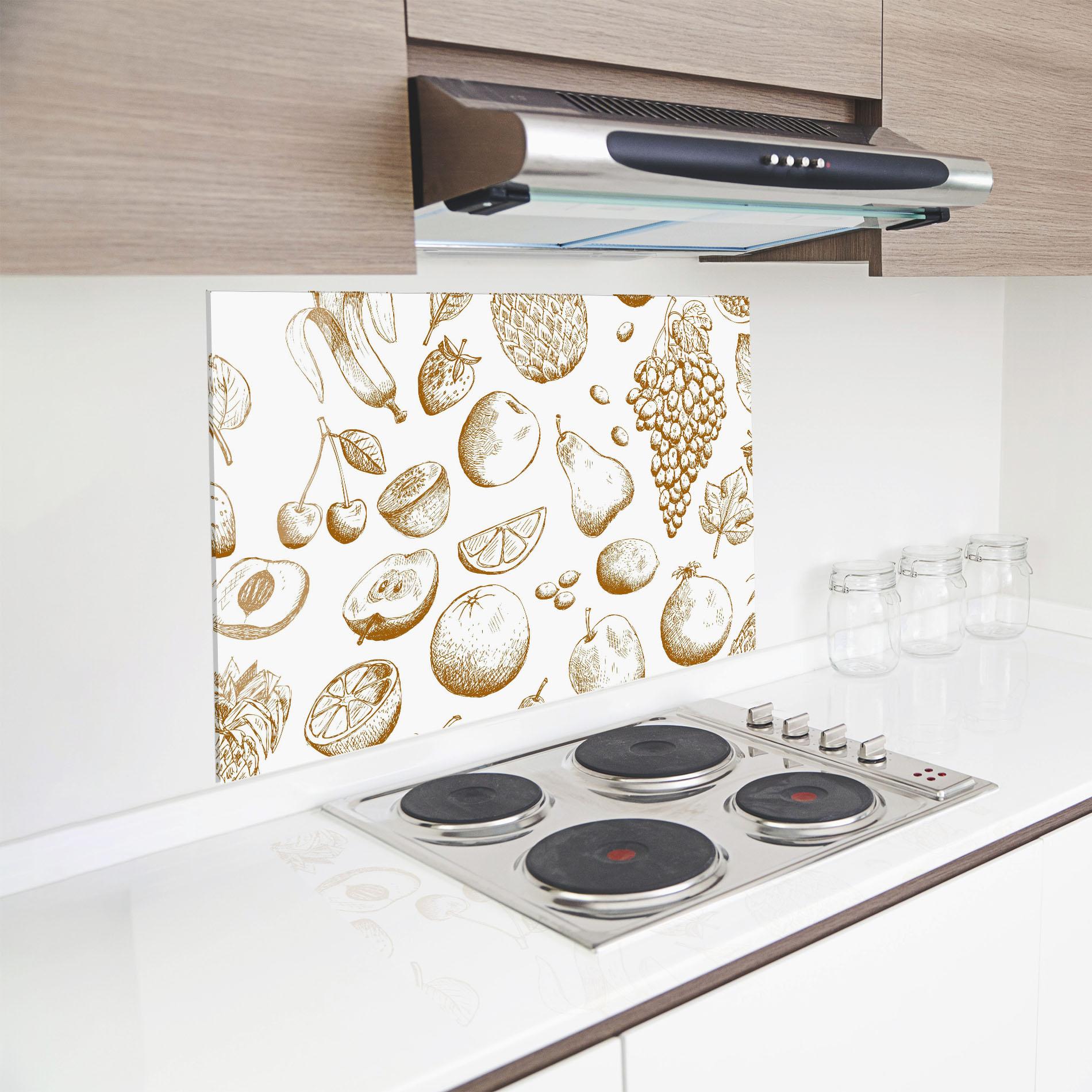 Panou Sticla Bucatarie Floating Fruits mockup 8