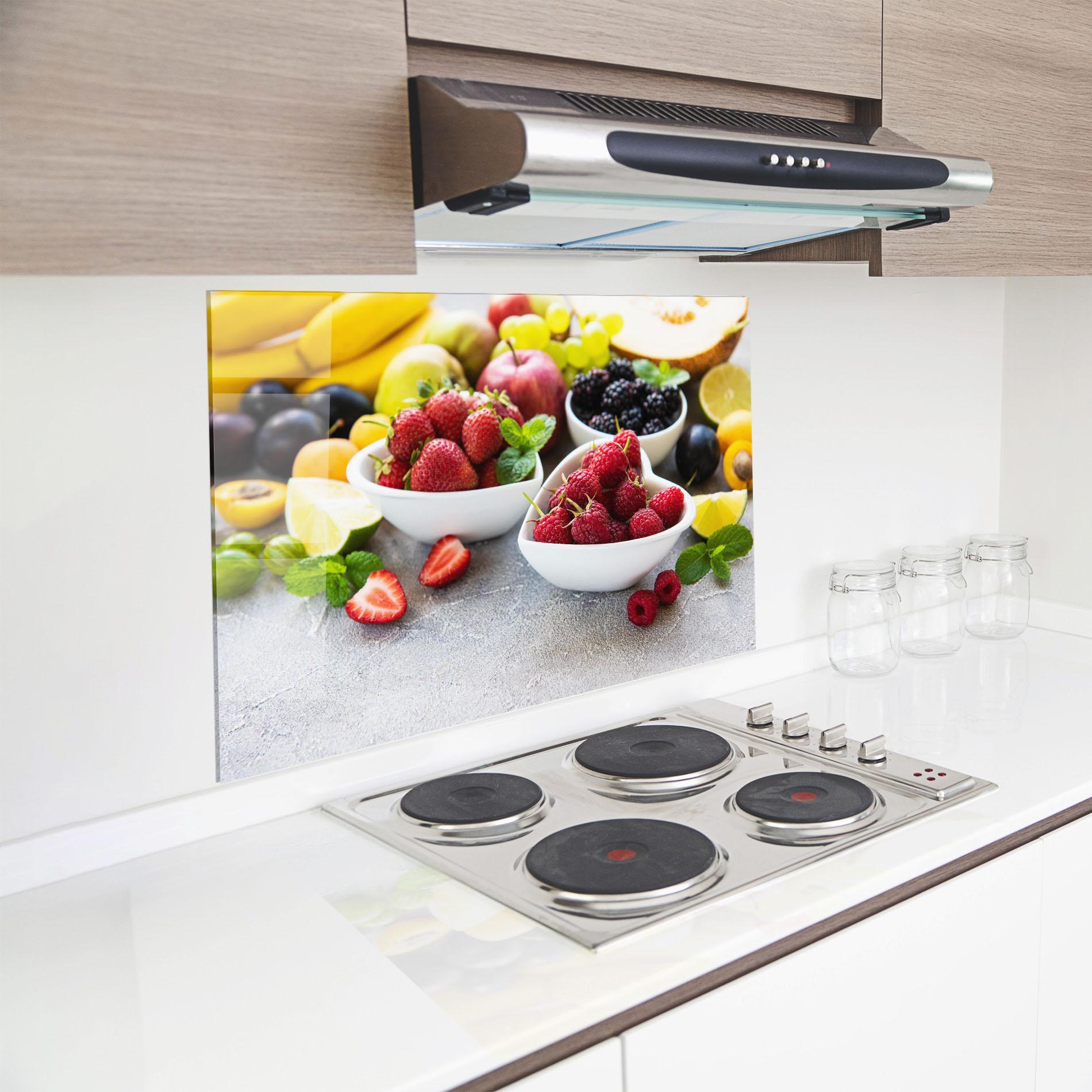 Panou Sticla Bucatarie Heart Fresh Fruits mockup 8