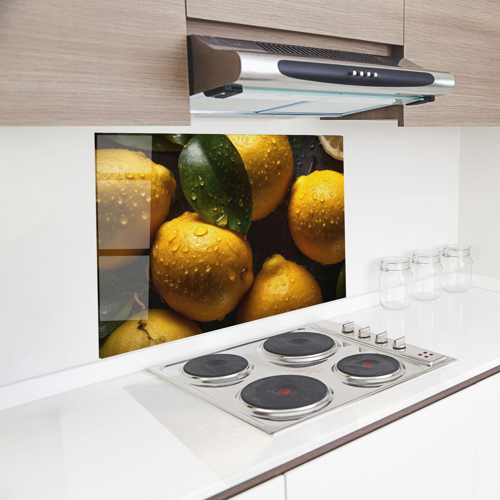 Panou Sticla Bucatarie Lemon After Rain mockup 8