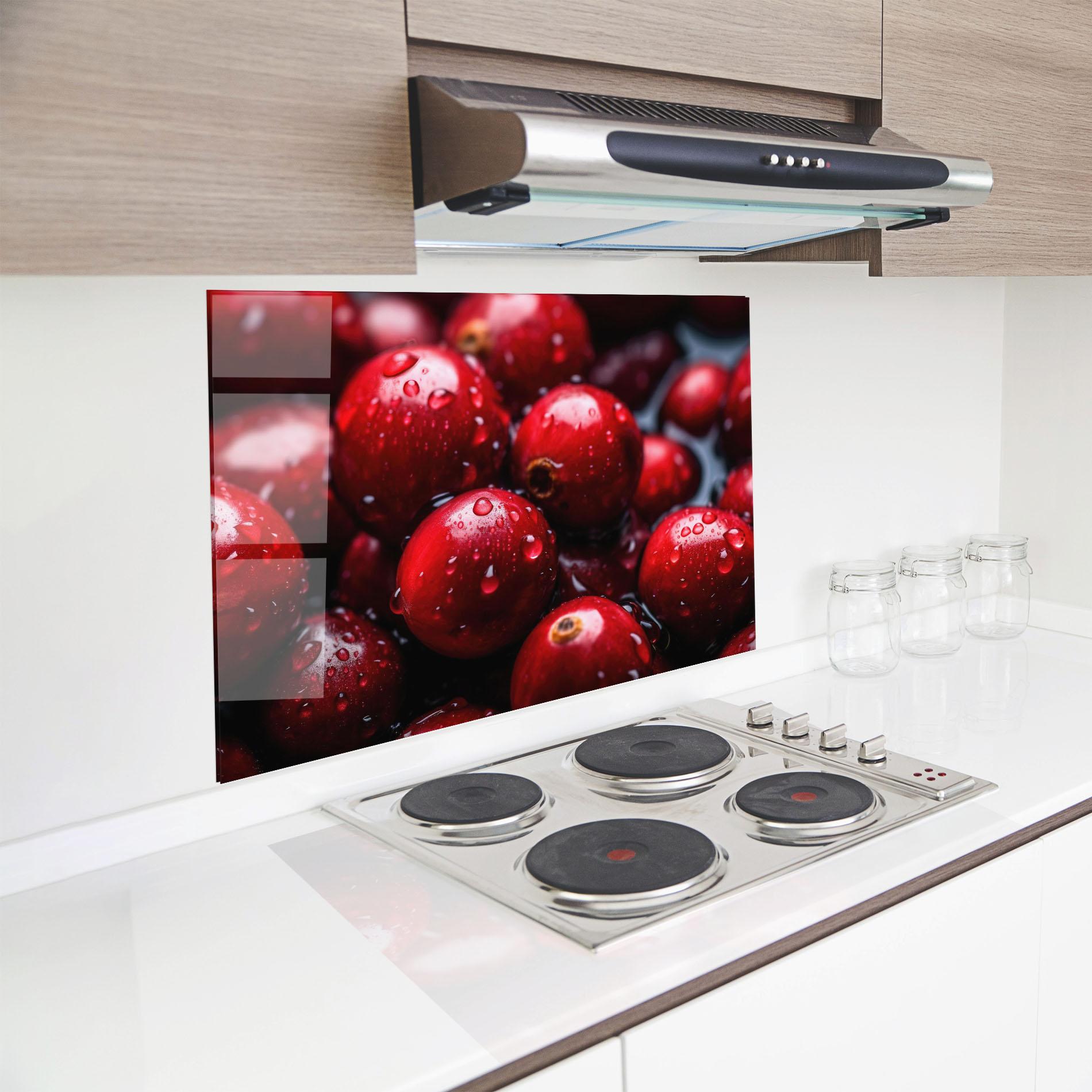 Panou Sticla Bucatarie Wet Cranberries mockup 8