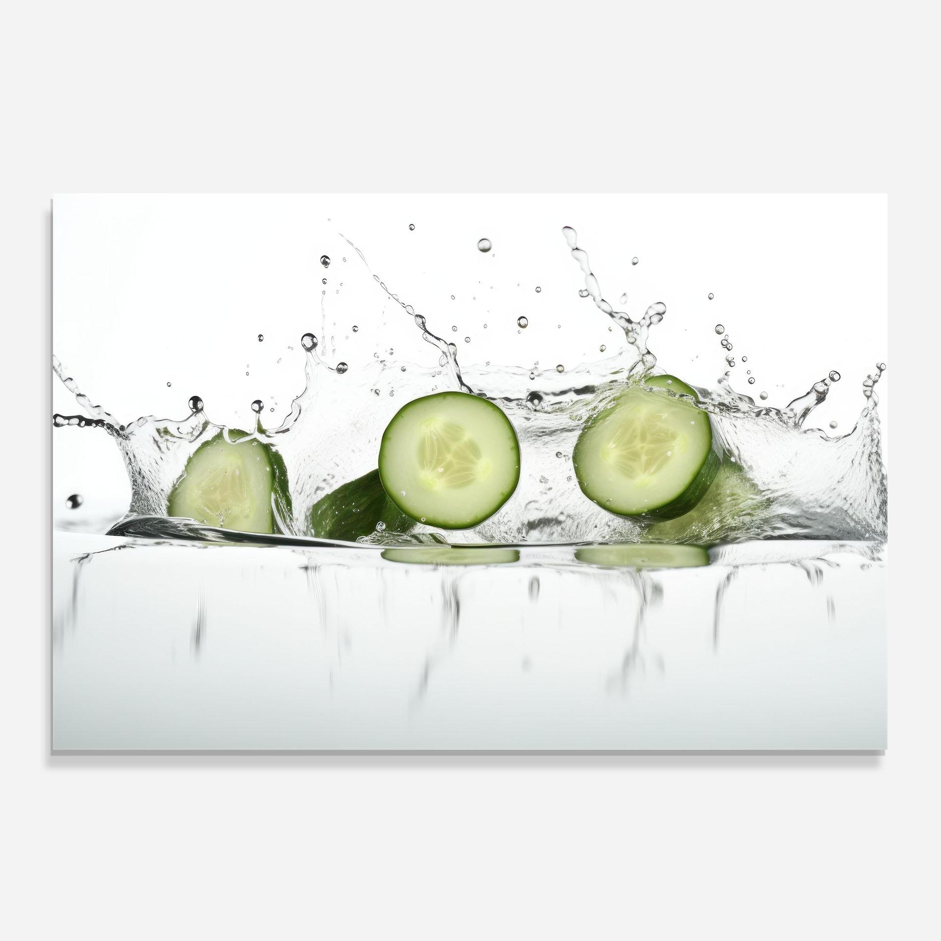 Panou Sticla Bucatarie Cucumber Cool Splash mockup 0