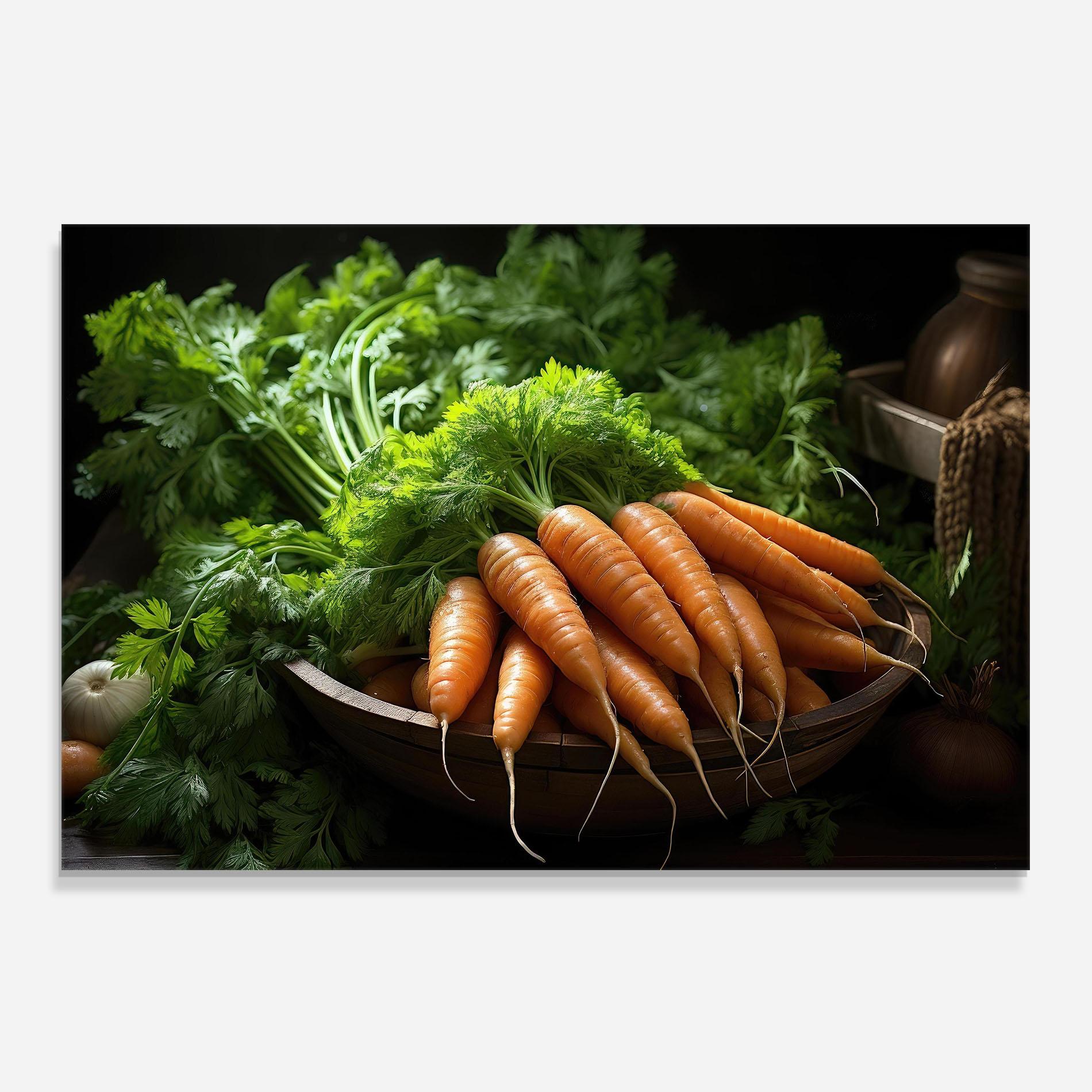 Panou Sticla Bucatarie Fresh Carrots Basket mockup 0