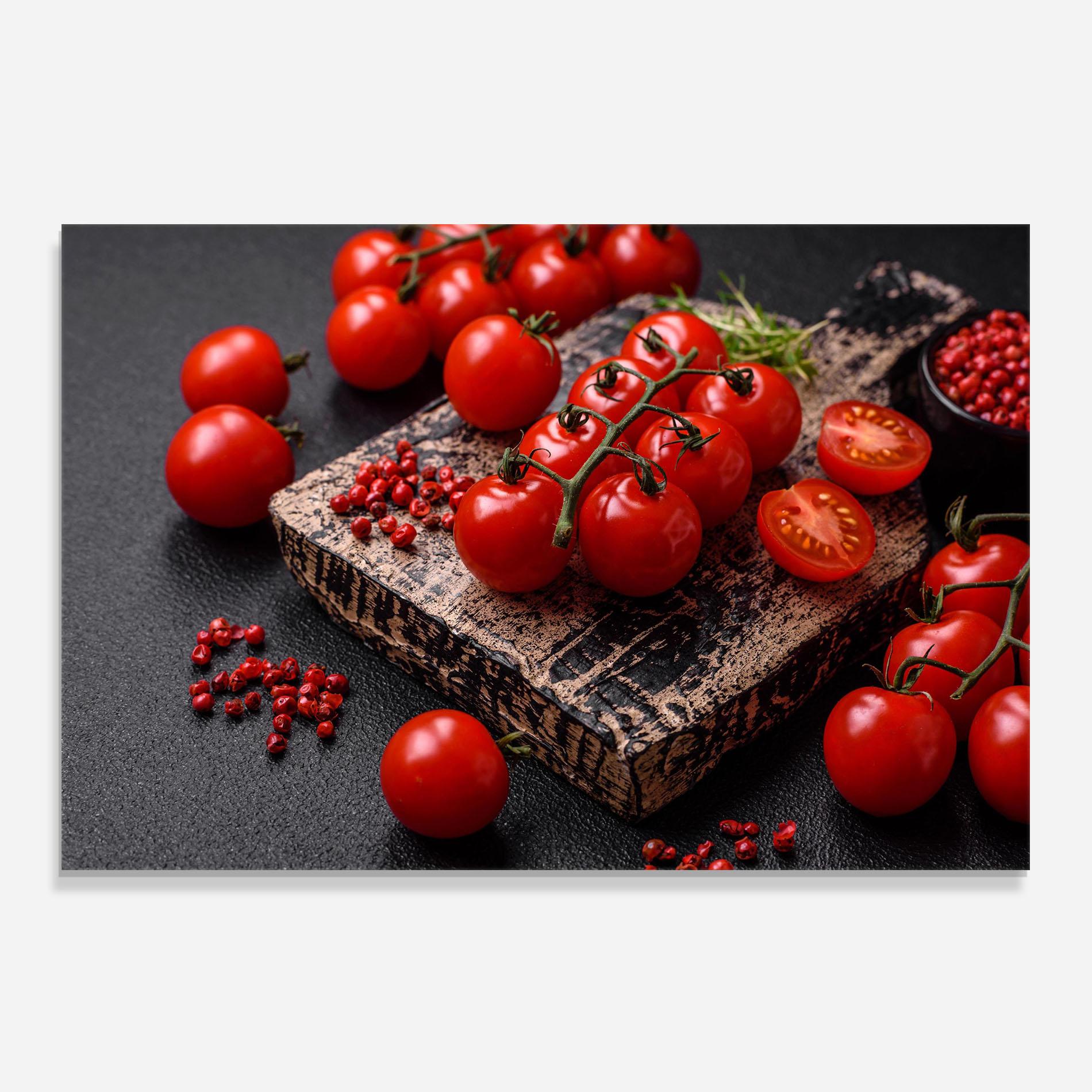 Panou Sticla Bucatarie Fresh Cherry Tomatoes mockup 0